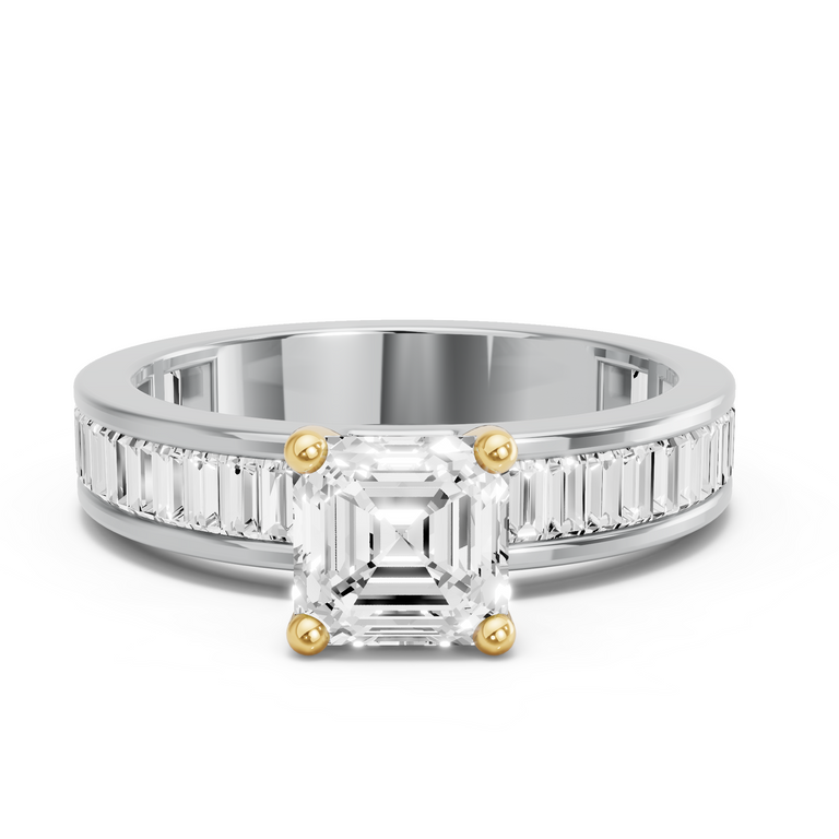 Image for Asscher Surprise diamond Ring with Baguette Channel band