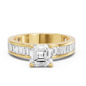 Image for Asscher Surprise diamond Ring with Baguette Channel band