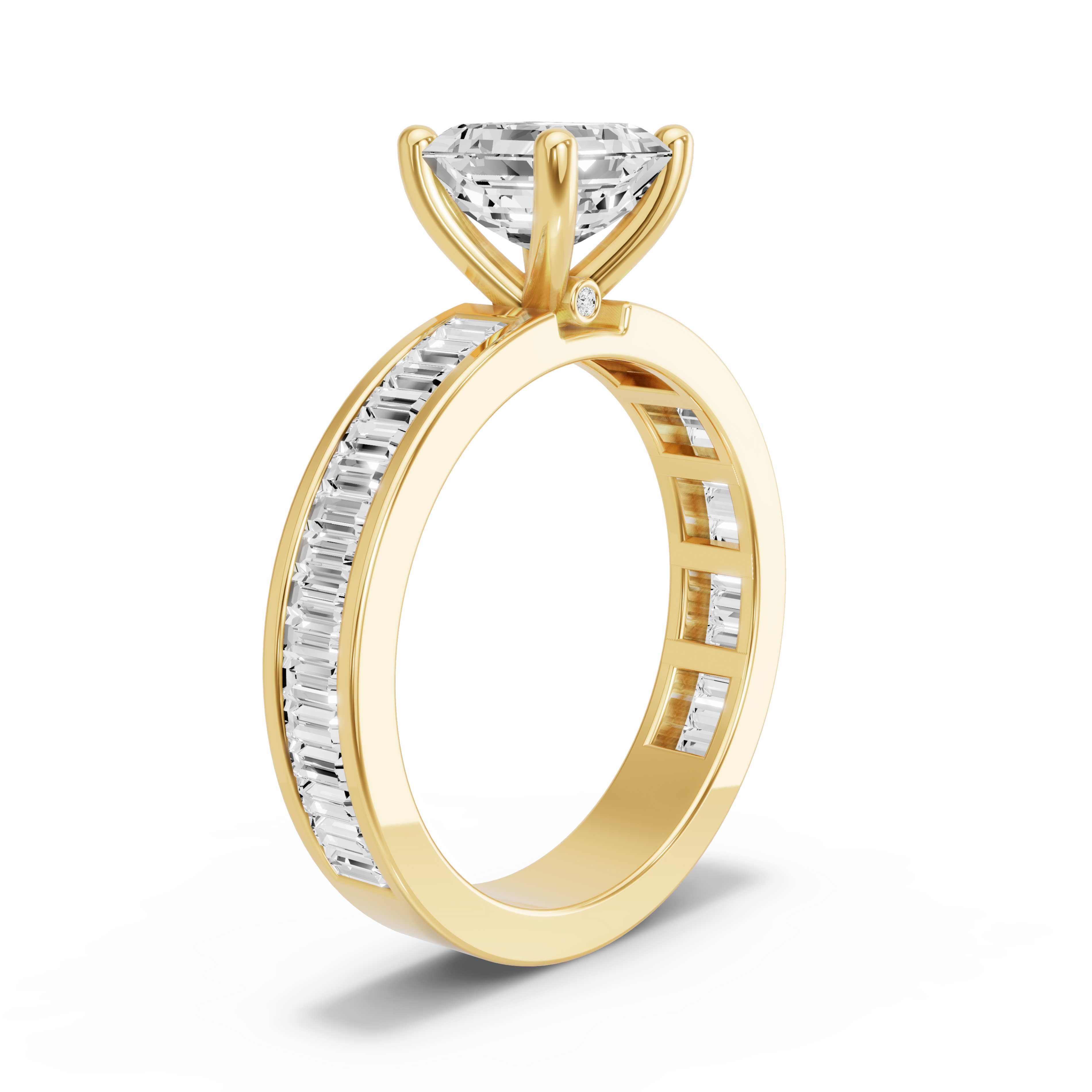 Image for Asscher Surprise diamond Ring with Baguette Channel band in 10K White Gold