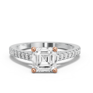 Image for Asscher Surprise diamond Ring with Cathedral Pave band