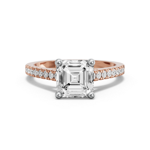 Image for Asscher Surprise diamond Ring with Cathedral Pave band
