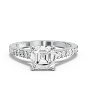 Image for Asscher Surprise diamond Ring with Cathedral Pave band