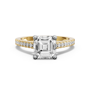 Image for Asscher Surprise diamond Ring with Cathedral Pave band