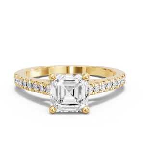 Image for Asscher Surprise diamond Ring with Cathedral Pave band