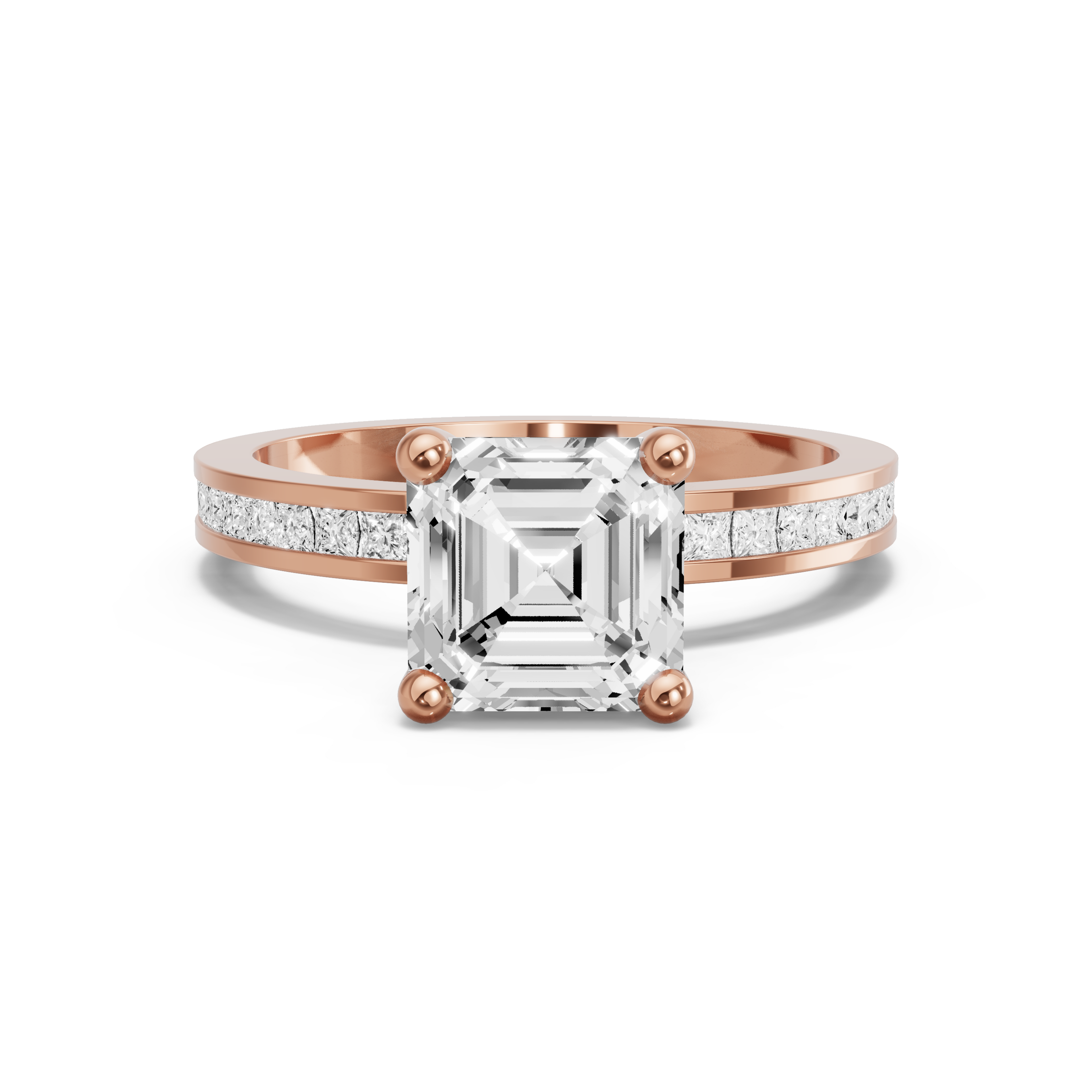 Image for Asscher Surprise diamond Ring with Channel band in 18K Yellow Gold