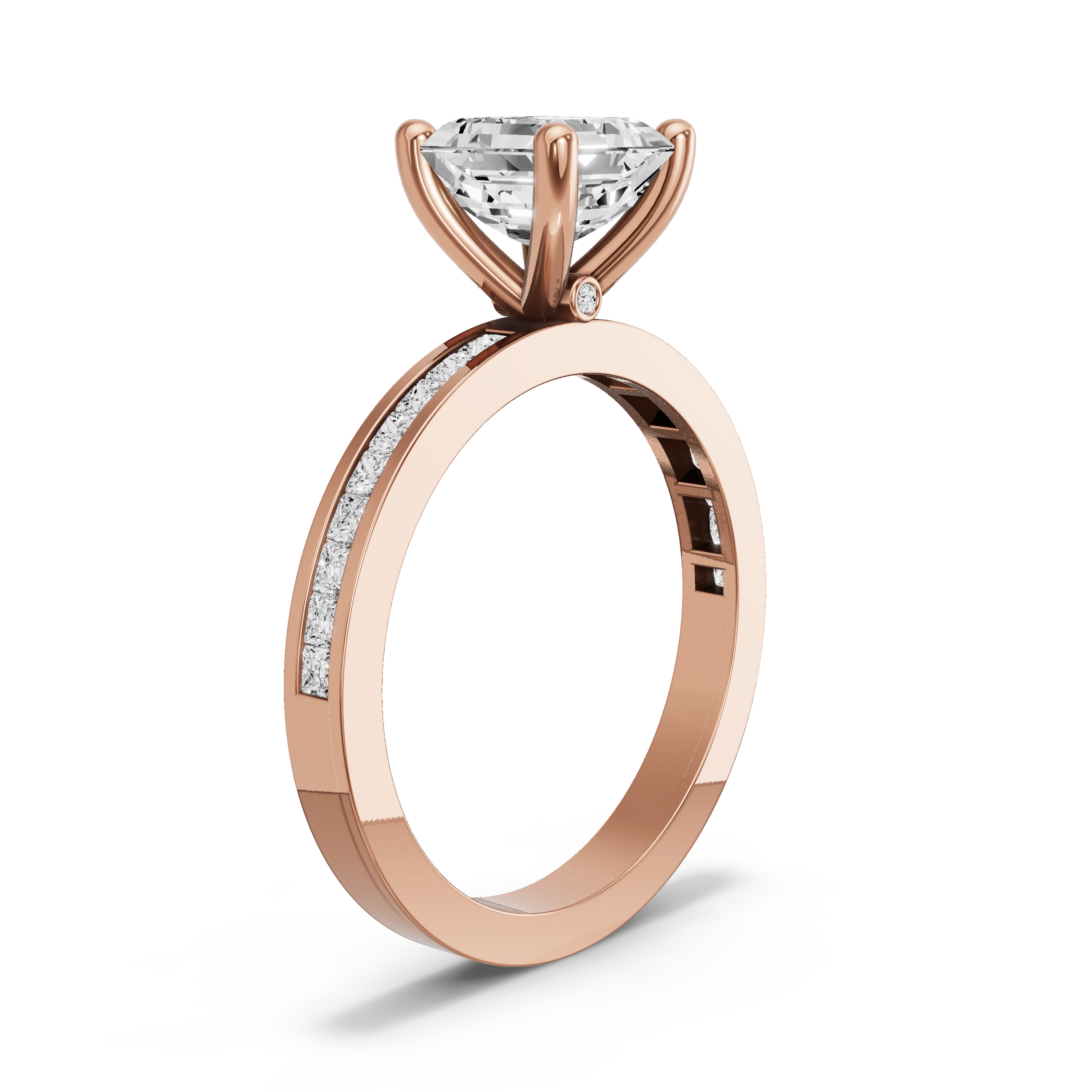 Image for Asscher Surprise diamond Ring with Channel band in 14K Yellow Gold
