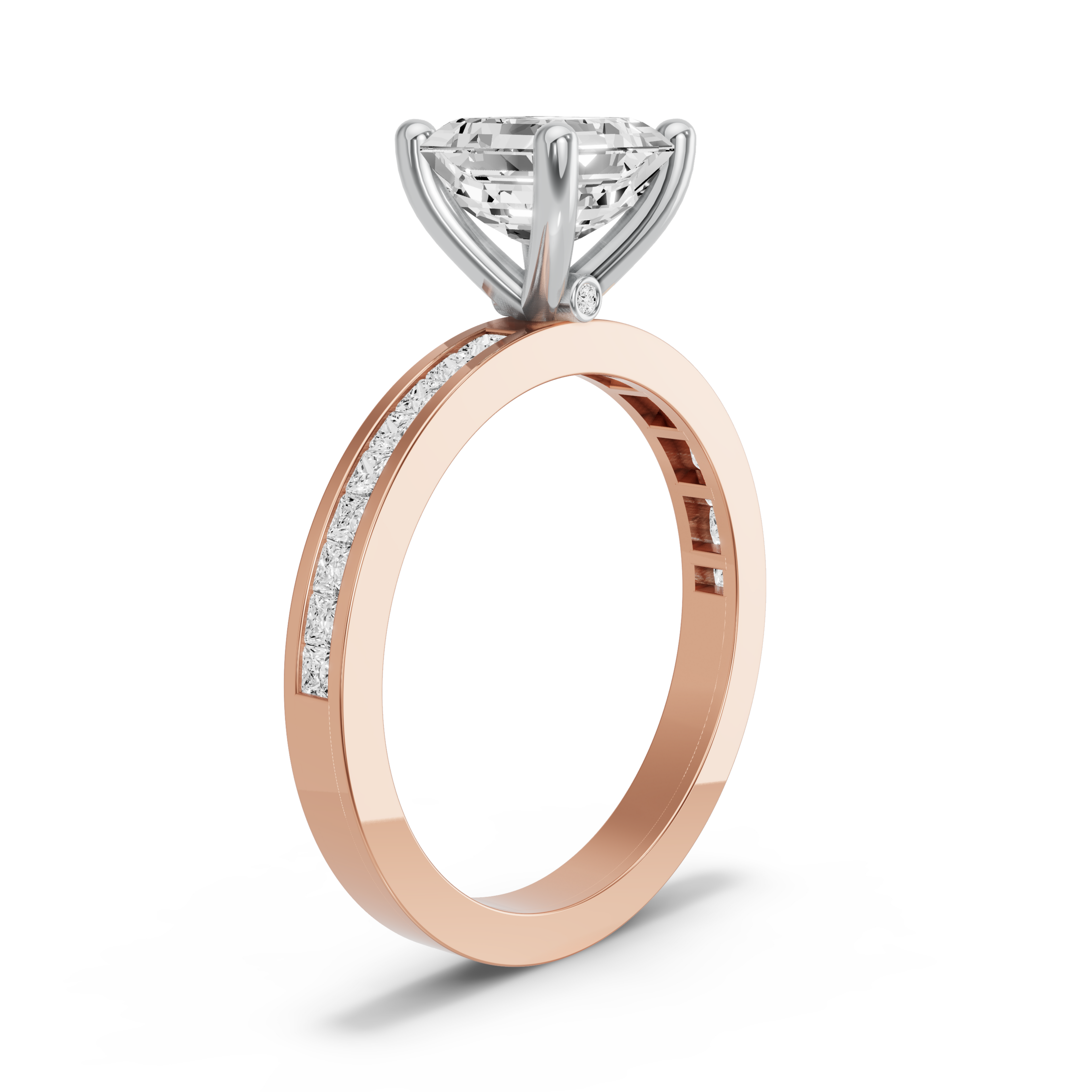 Image for Asscher Surprise diamond Ring with Channel band in 18K Two Tone Yellow Gold