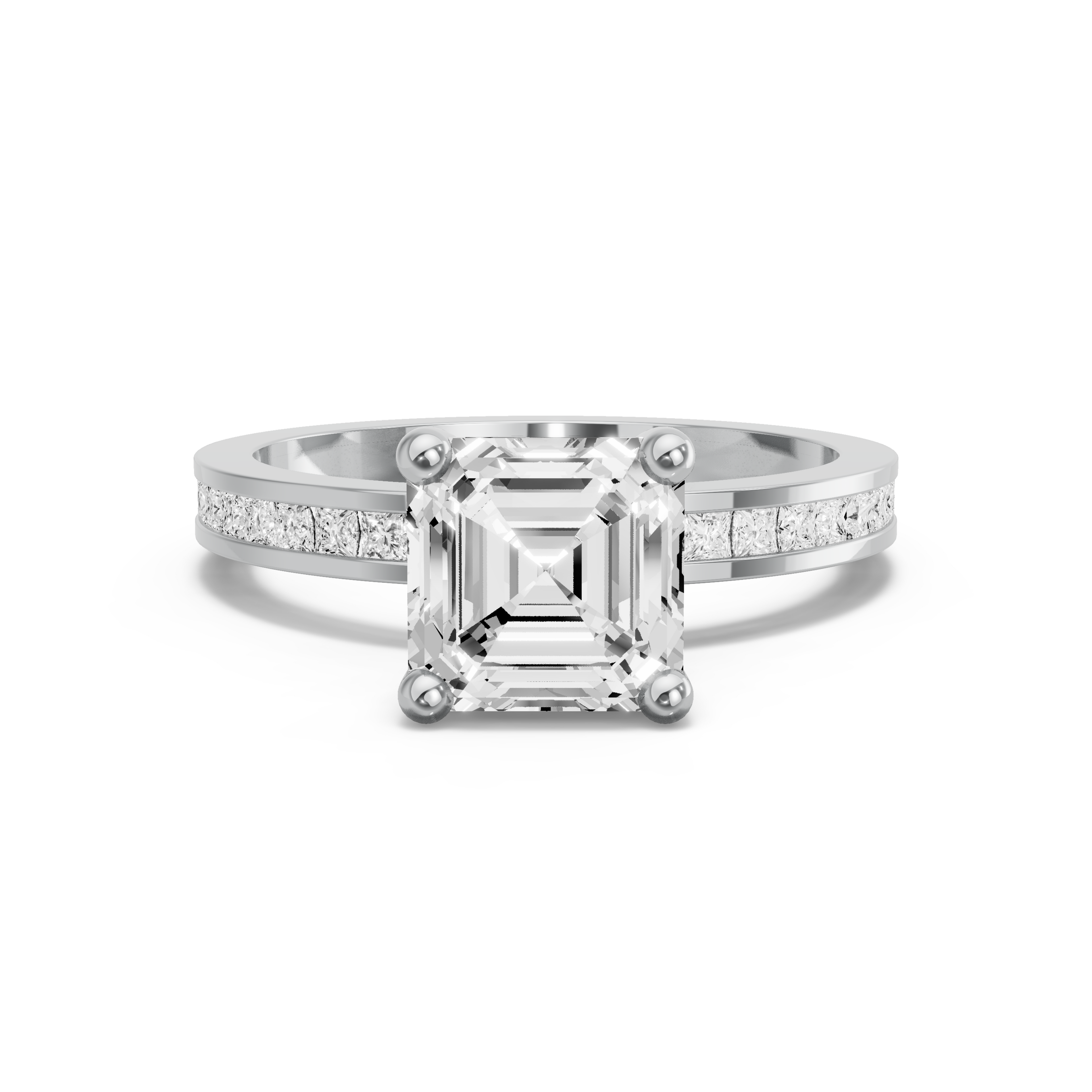 Image for Asscher Surprise diamond Ring with Channel band in 10K Two Tone Rose Gold
