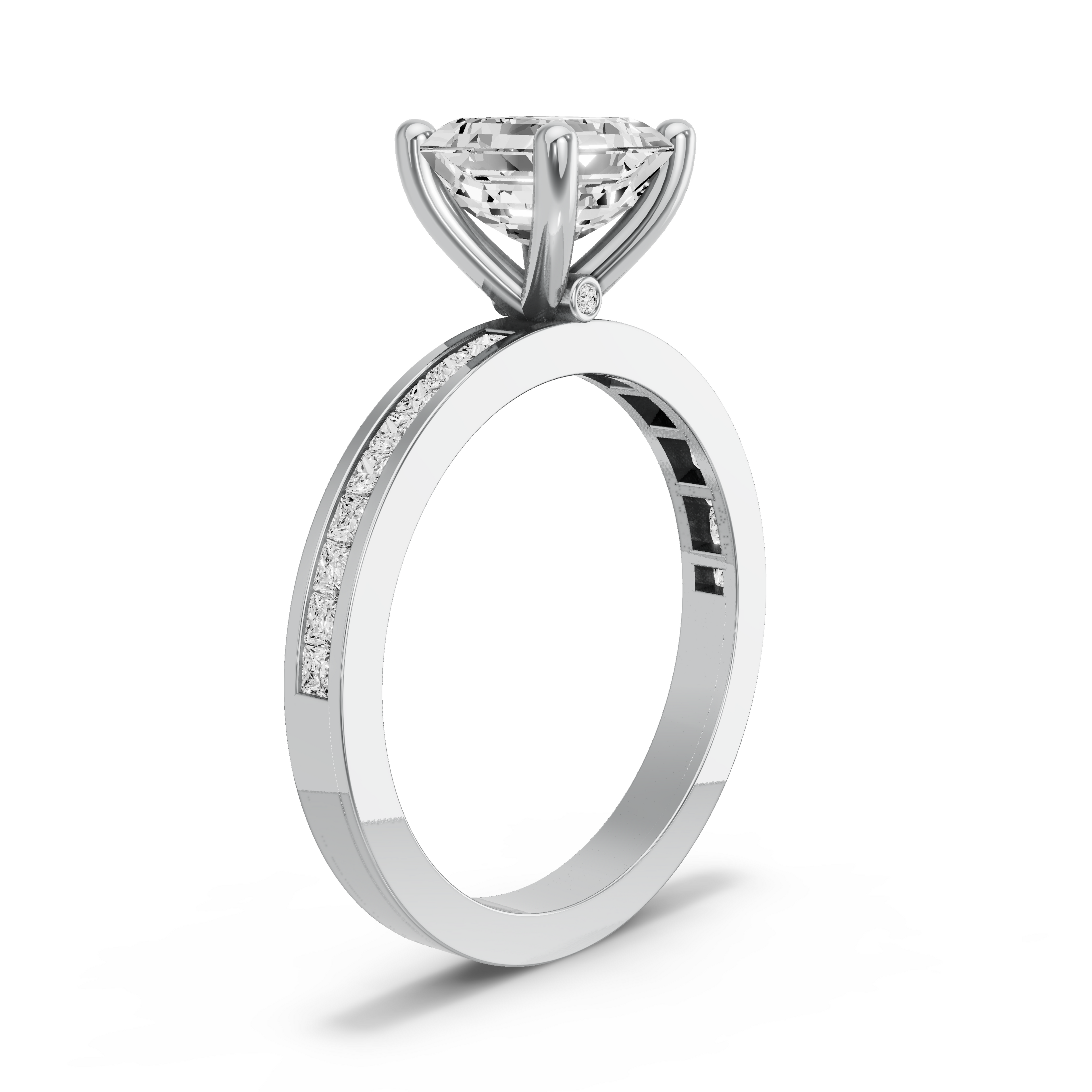 Image for Asscher Surprise diamond Ring with Channel band in 18K Two Tone Rose Gold