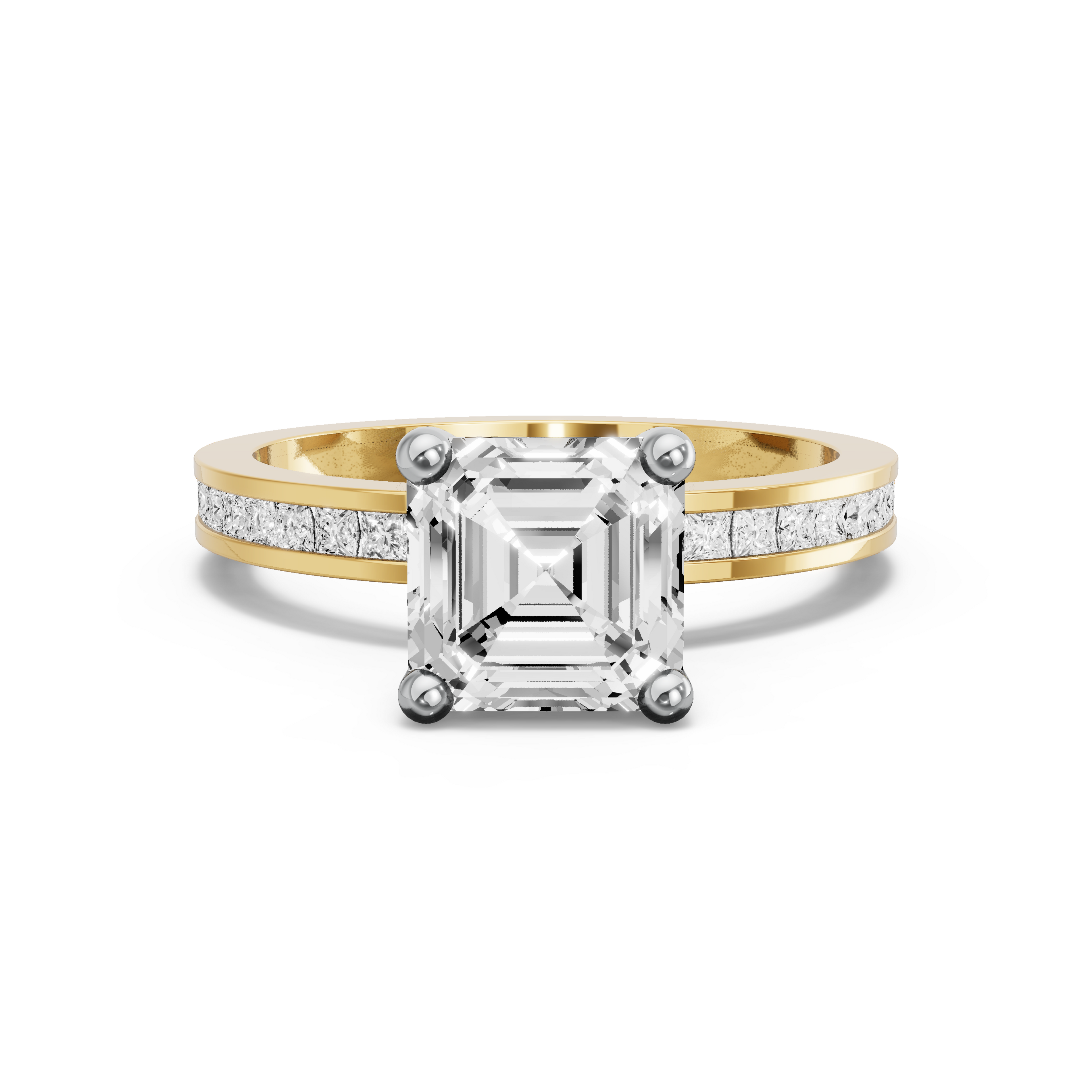 Image for Asscher Surprise diamond Ring with Channel band in 14K Rose Gold