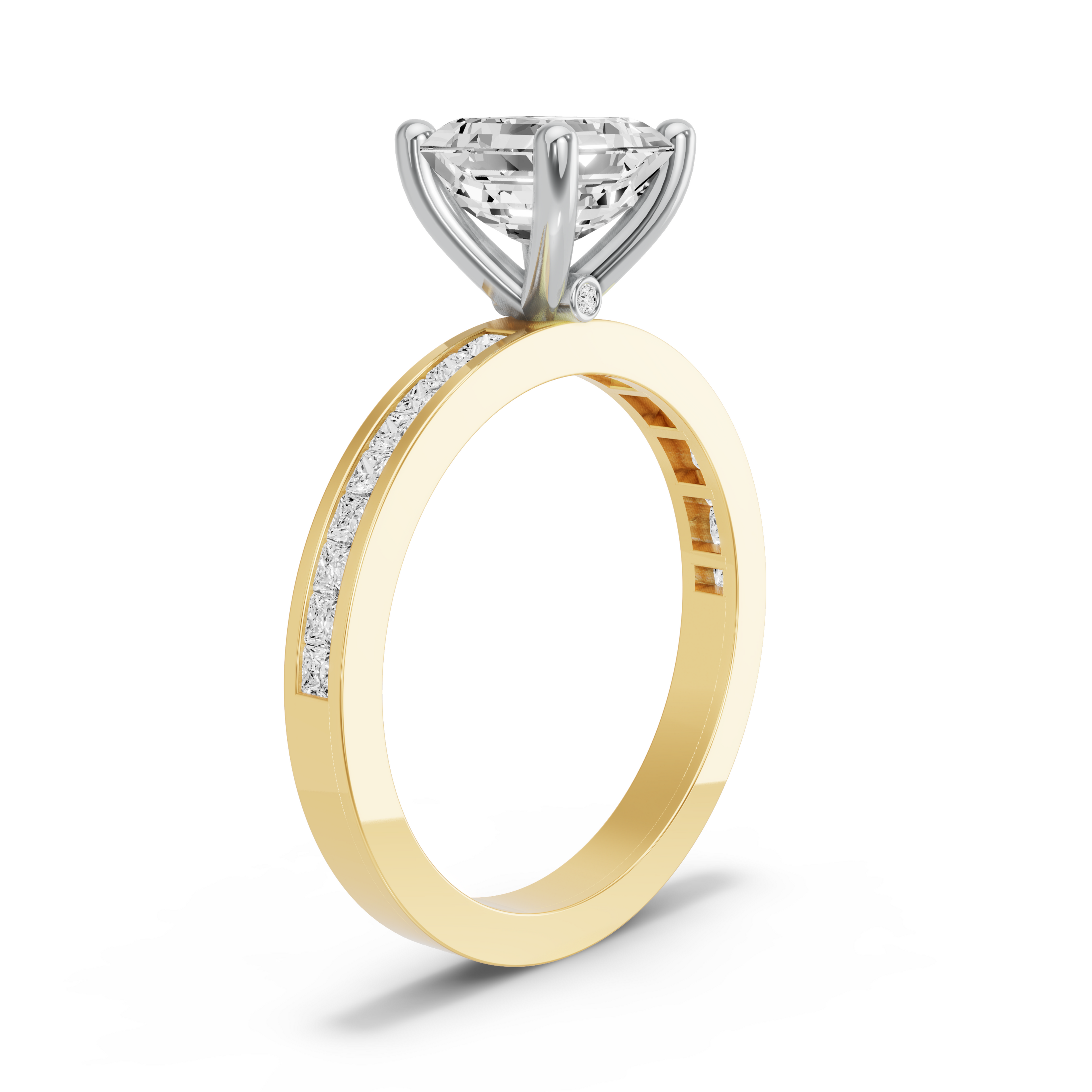 Image for Asscher Surprise diamond Ring with Channel band in 14K Rose Gold
