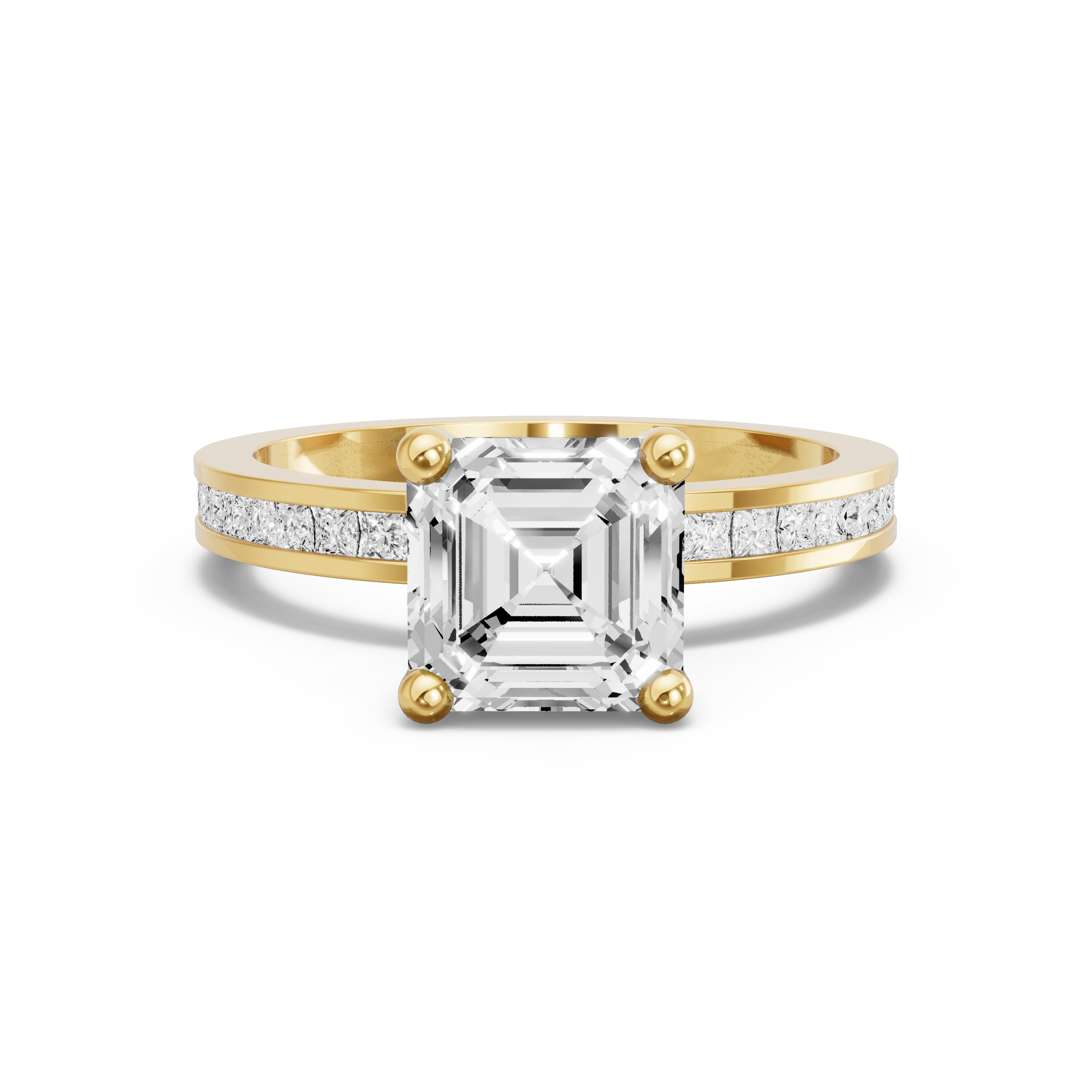 Image for Asscher Surprise diamond Ring with Channel band in 18K White Gold
