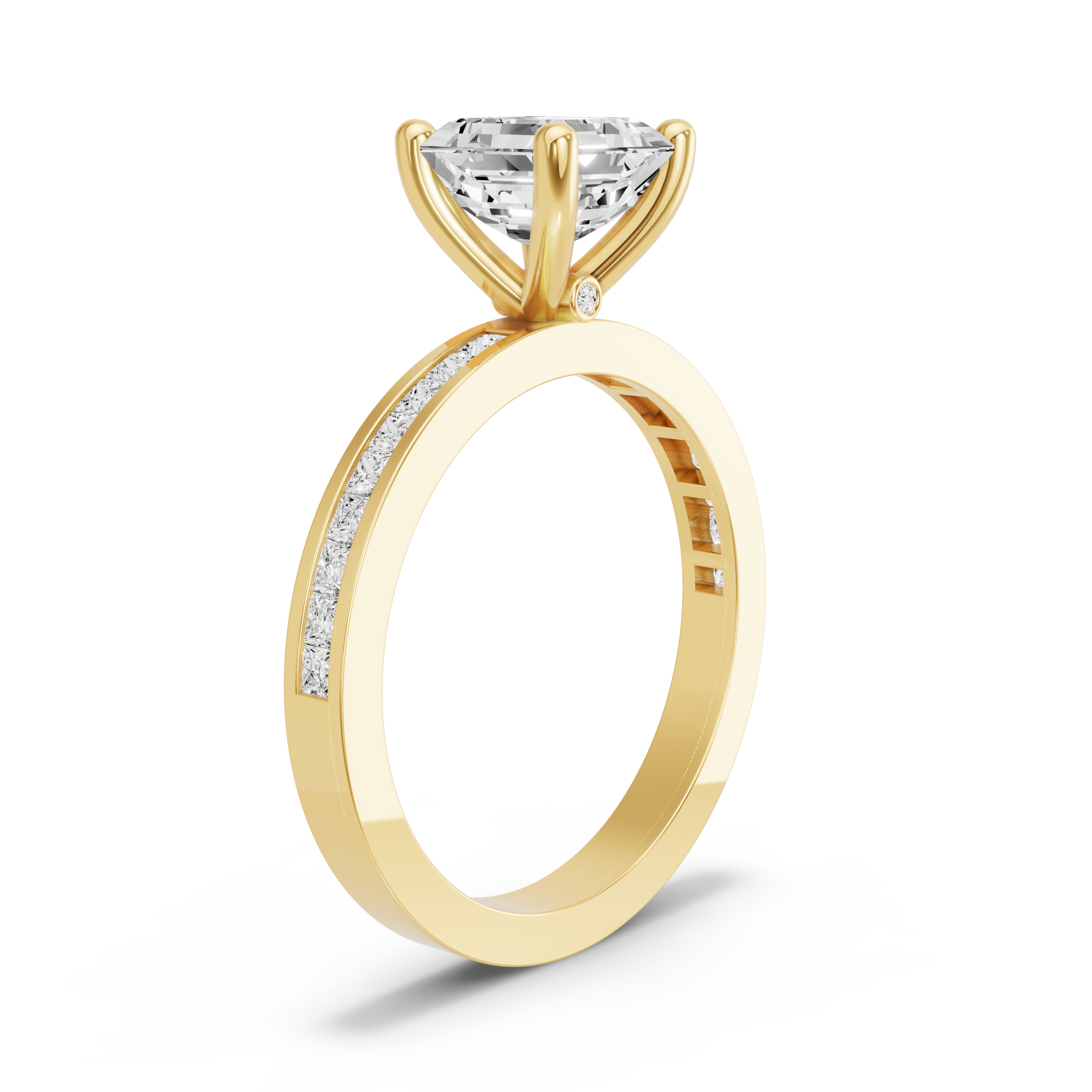 Image for Asscher Surprise diamond Ring with Channel band in 14K White Gold