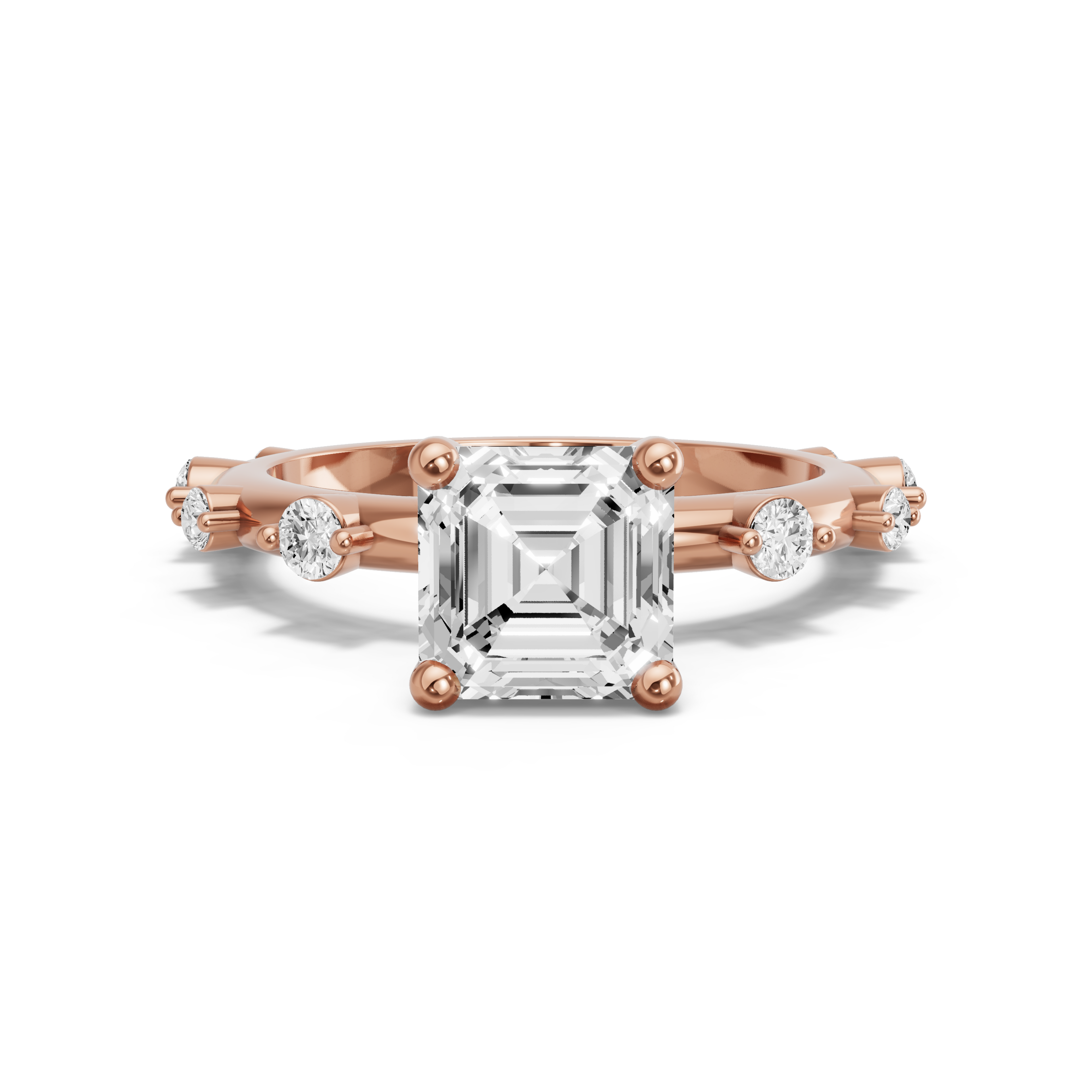 Image for Asscher Surprise diamond Ring with Floating Station band in 10K Yellow Gold