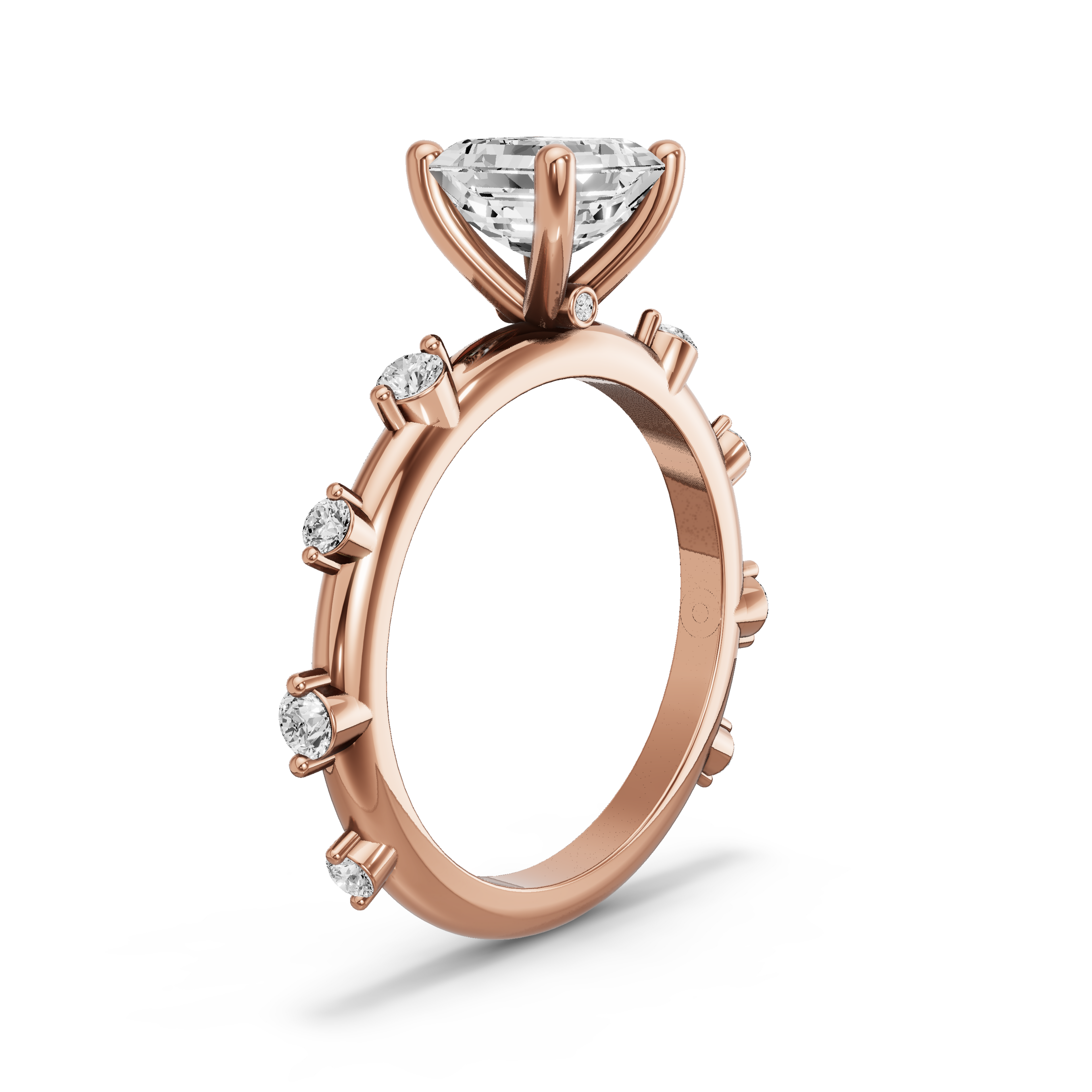 Image for Asscher Surprise diamond Ring with Floating Station band in 14K Yellow Gold