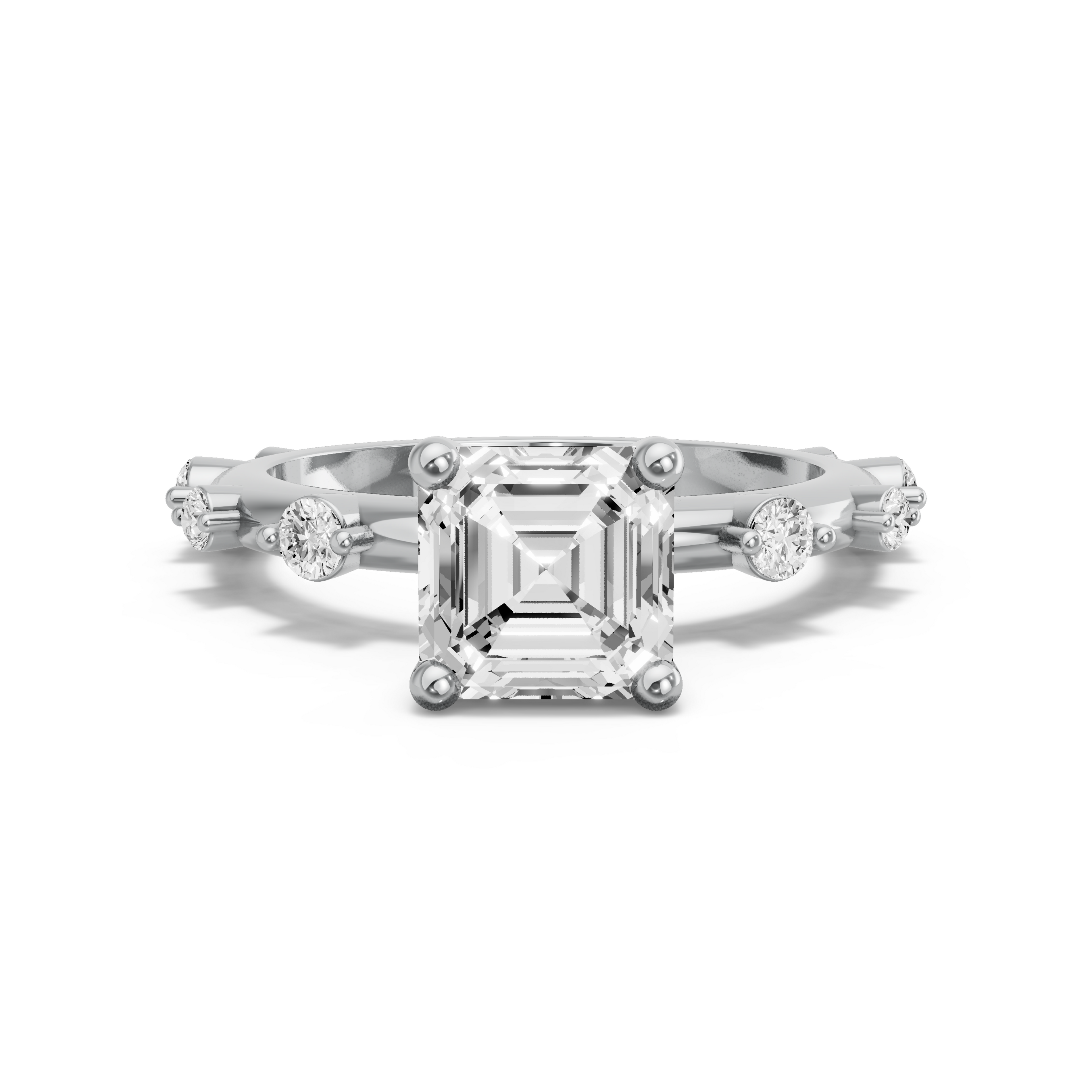 Image for Asscher Surprise diamond Ring with Channel band in 950 Platinum