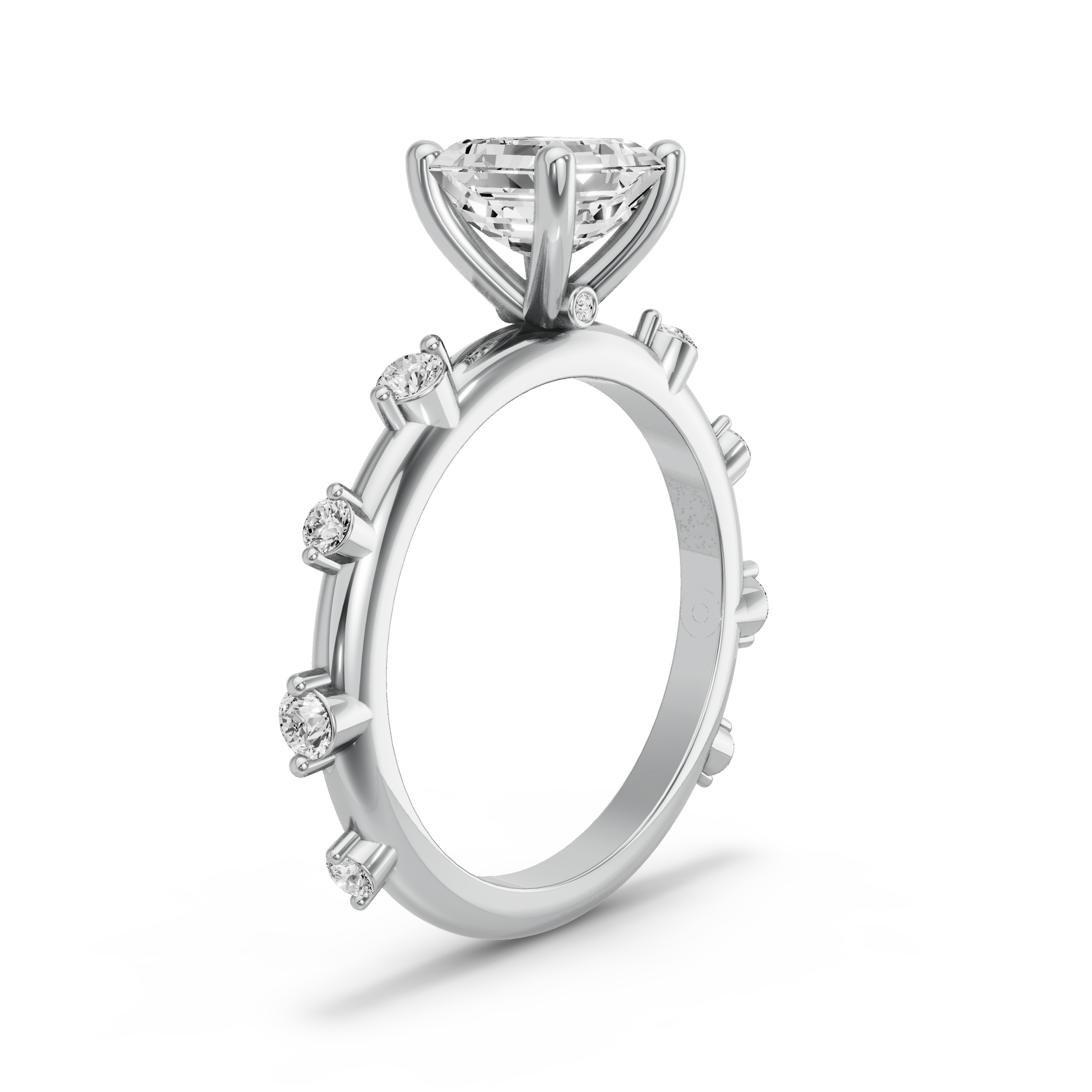 Image for Asscher Surprise diamond Ring with Floating Station band in 10K Two Tone Rose Gold