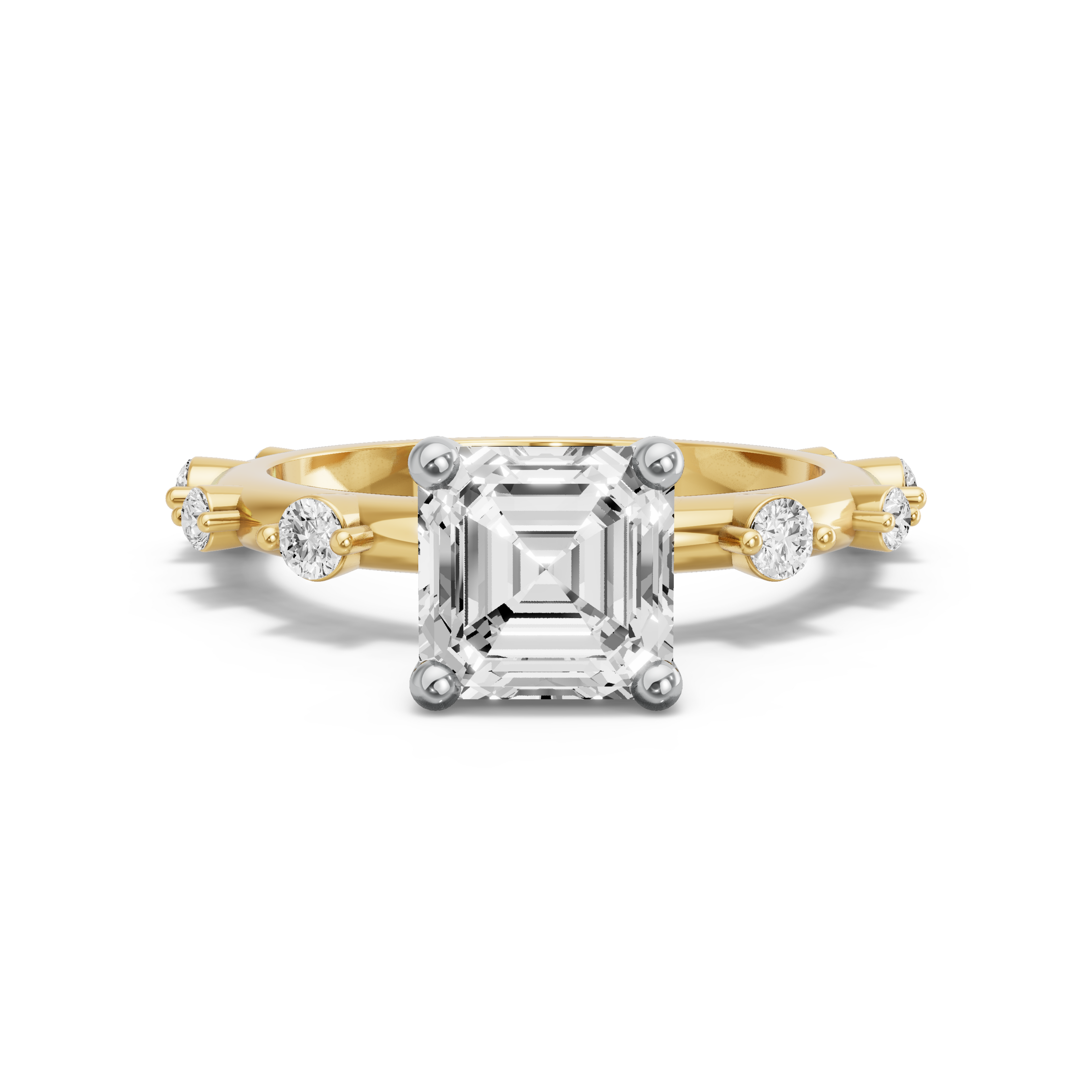 Image for Asscher Surprise diamond Ring with Floating Station band in 18K Rose Gold