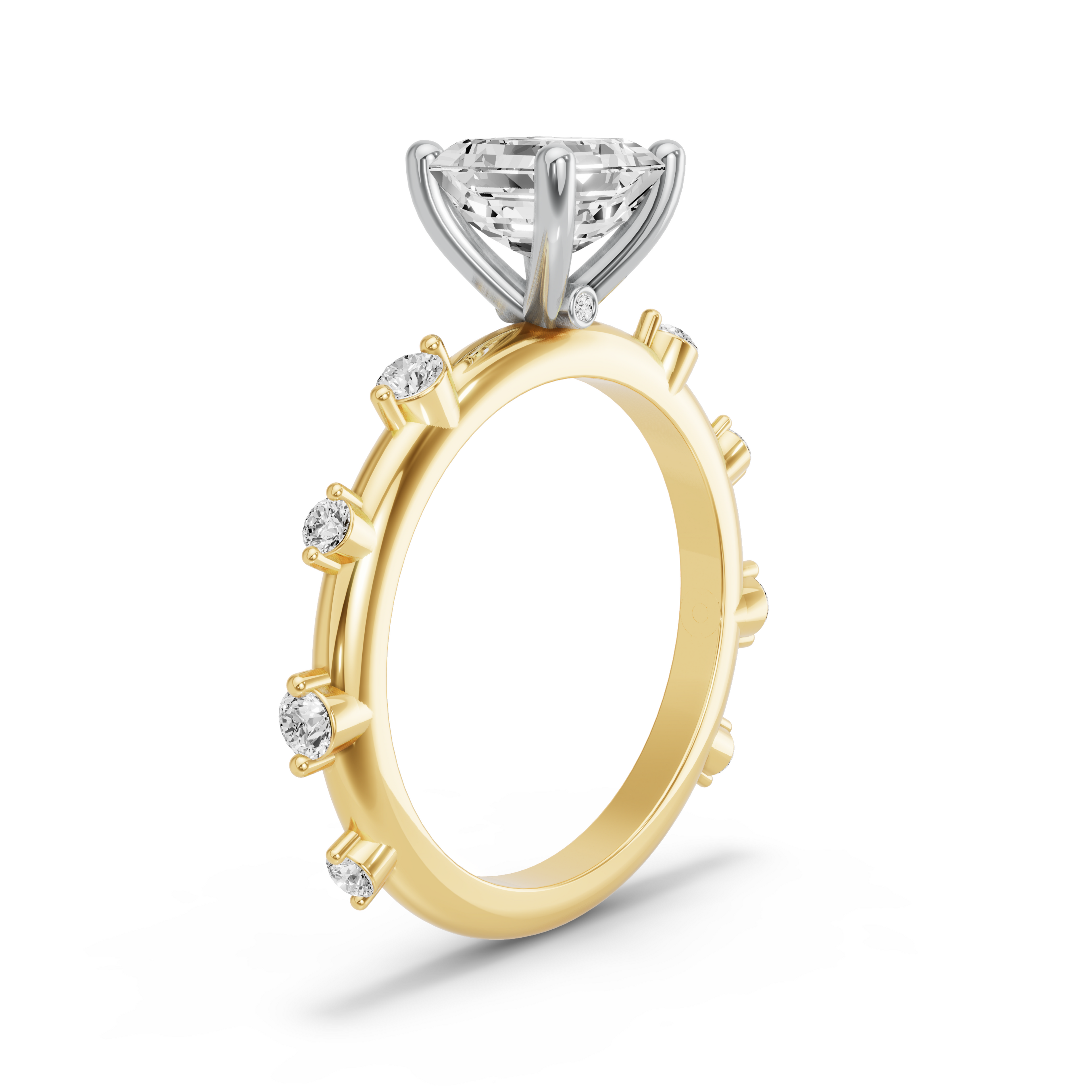 Image for Asscher Surprise diamond Ring with Floating Station band in 18K Rose Gold