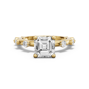 Image for Asscher Surprise diamond Ring with Floating Station band in 14K White Gold