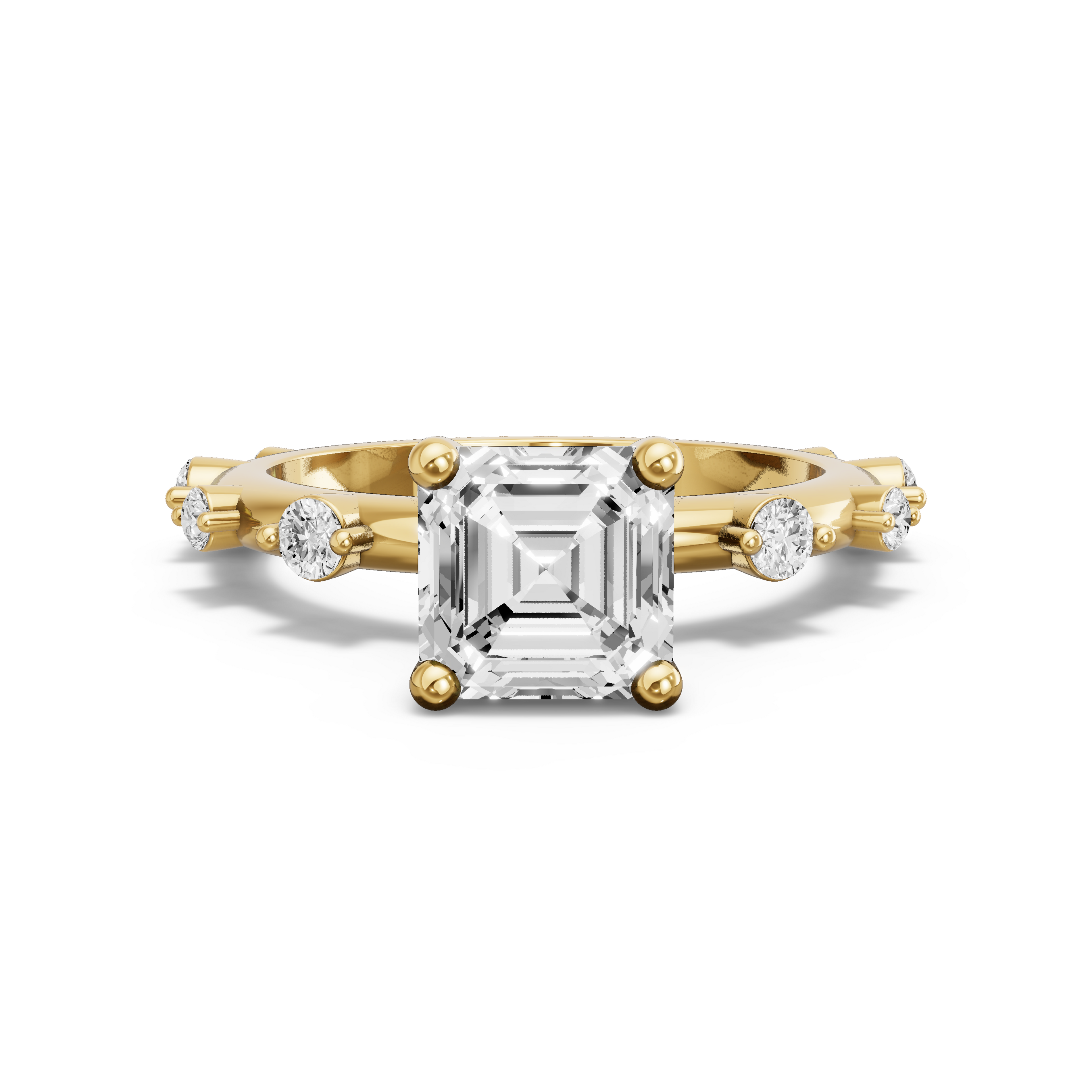 Image for Asscher Surprise diamond Ring with Floating Station band in 18K White Gold