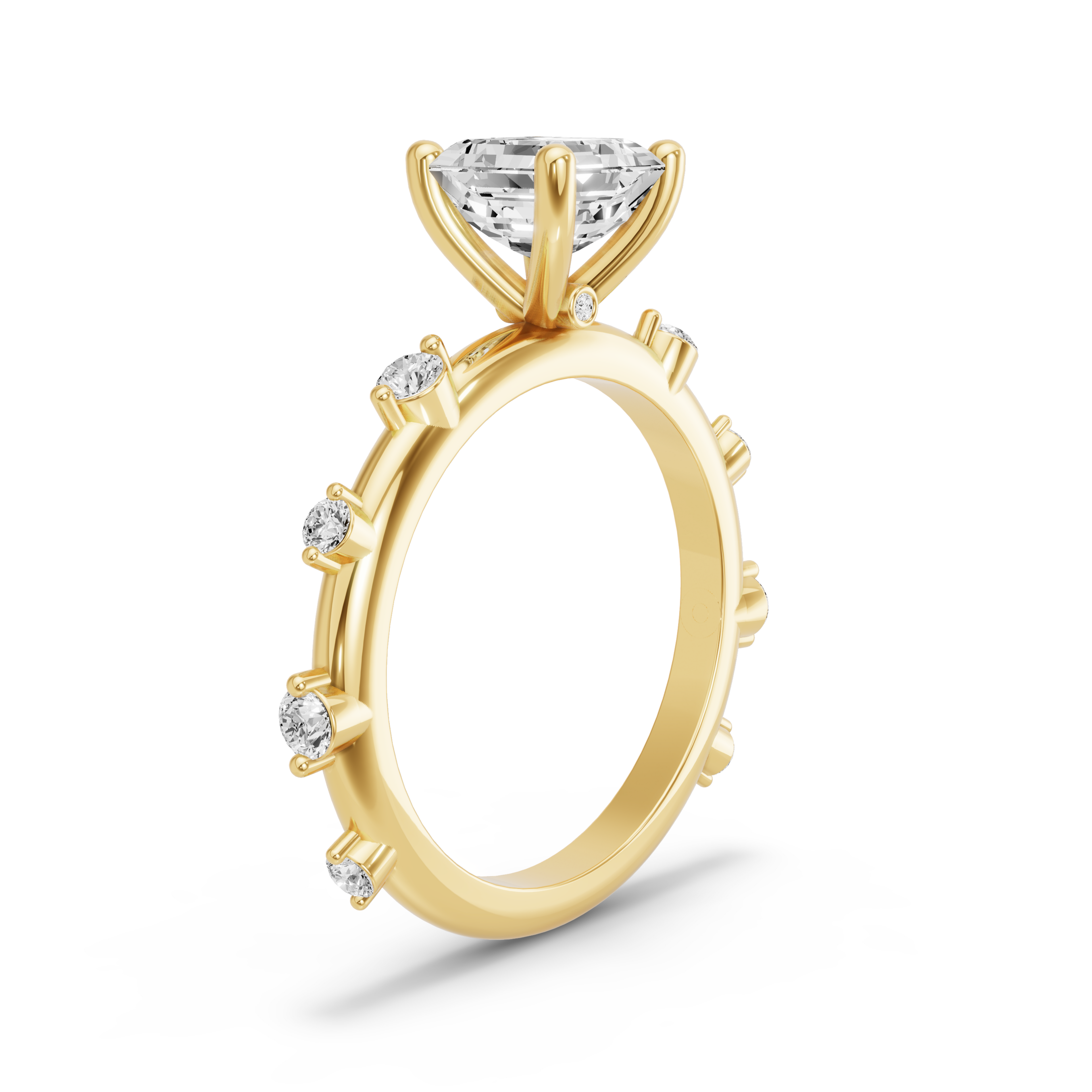 Image for Asscher Surprise diamond Ring with Floating Station band in 18K White Gold