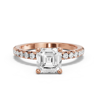Image for Asscher Surprise diamond Ring with French Pave band