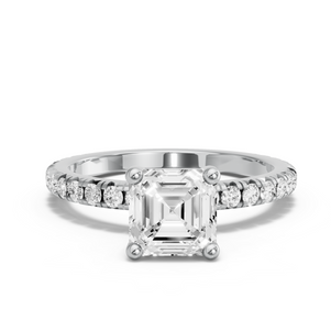 Image for Asscher Surprise diamond Ring with French Pave band