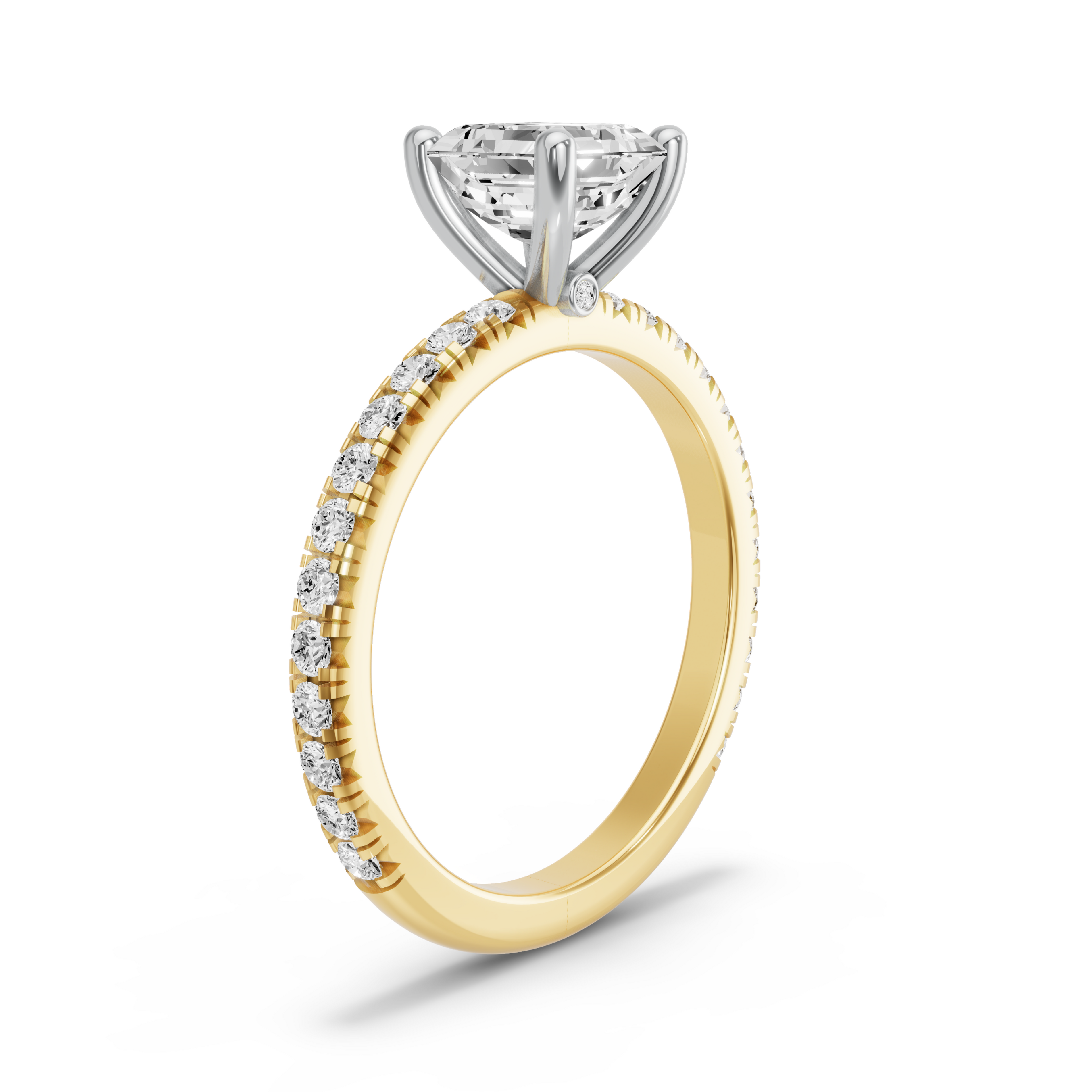 Image for Asscher Surprise diamond Ring with French Pave band in 18K Rose Gold