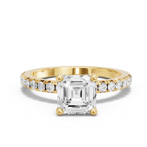 Image for Asscher Surprise diamond Ring with French Pave band