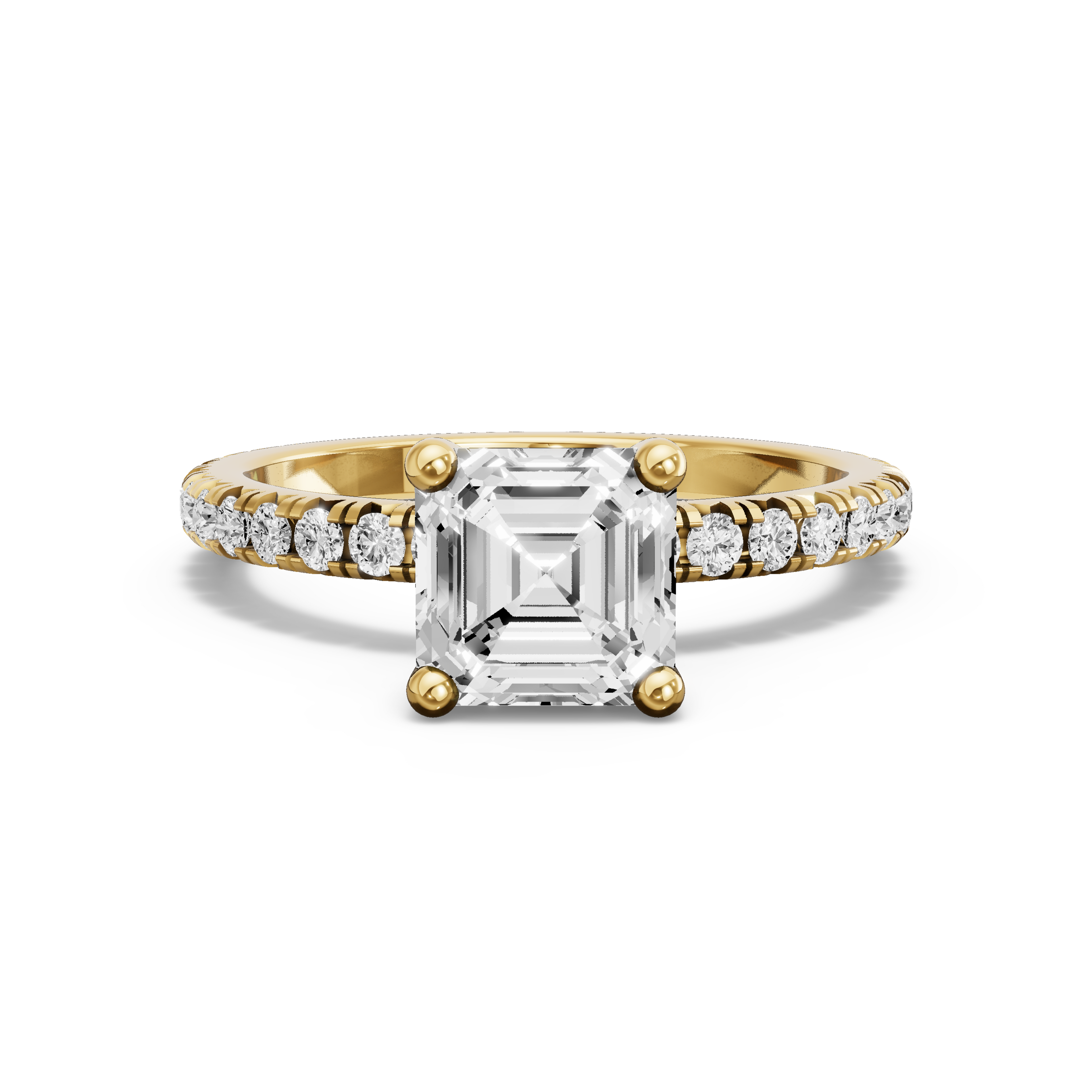 Image for Asscher Surprise diamond Ring with French Pave band in 18K White Gold