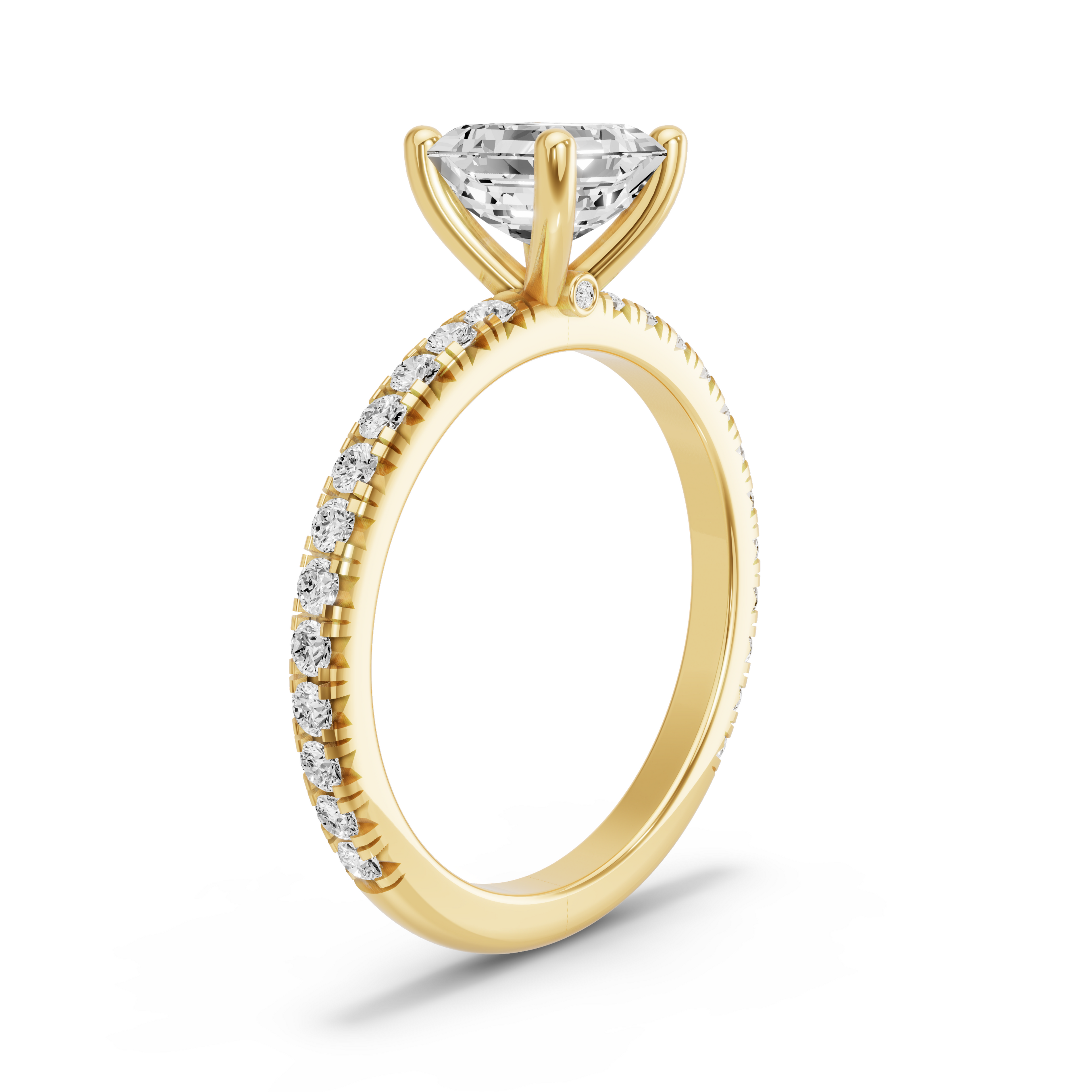 Image for Asscher Surprise diamond Ring with French Pave band in 10K White Gold