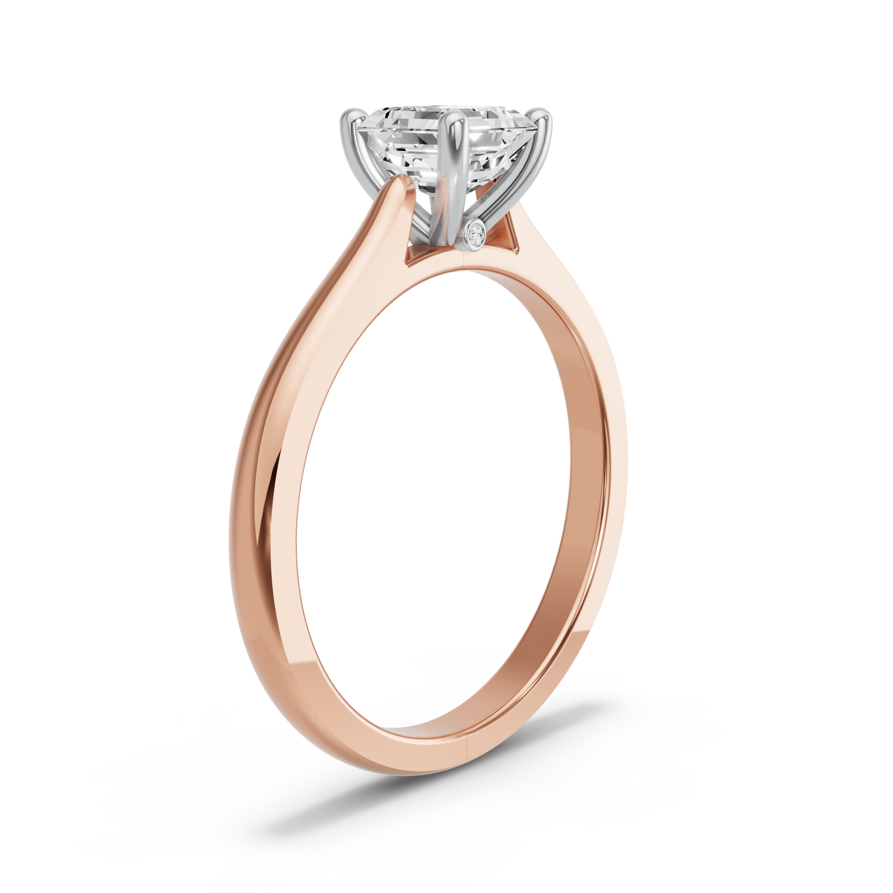 Image for Asscher Surprise diamond Ring with Knife Edge Cathedral band in 10K Two Tone Yellow Gold