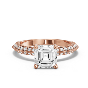 Image for Asscher Surprise diamond Ring with Knife Edge Pave band