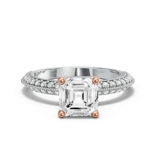Image for Asscher Surprise diamond Ring with Knife Edge Pave band