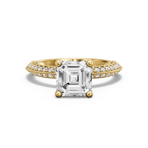 Image for Asscher Surprise diamond Ring with Knife Edge Pave band in 10K White Gold