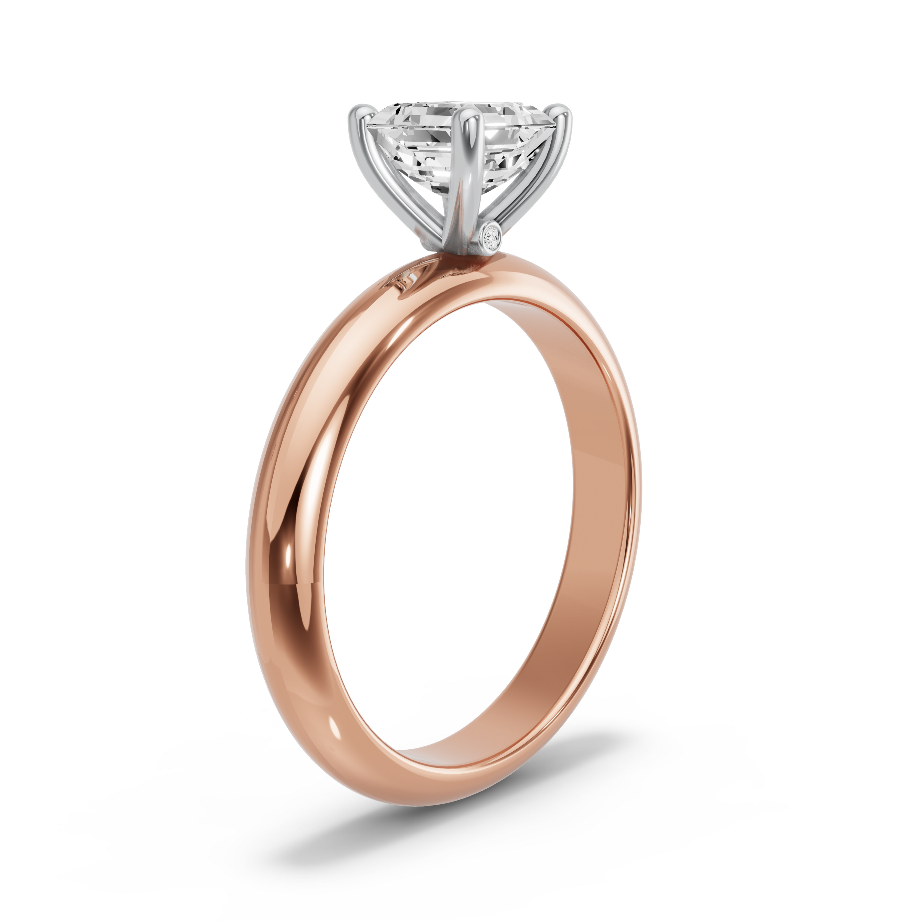 Image for Asscher Surprise diamond Ring with Knife Edge Solitaire band in 14K Two Tone Yellow Gold