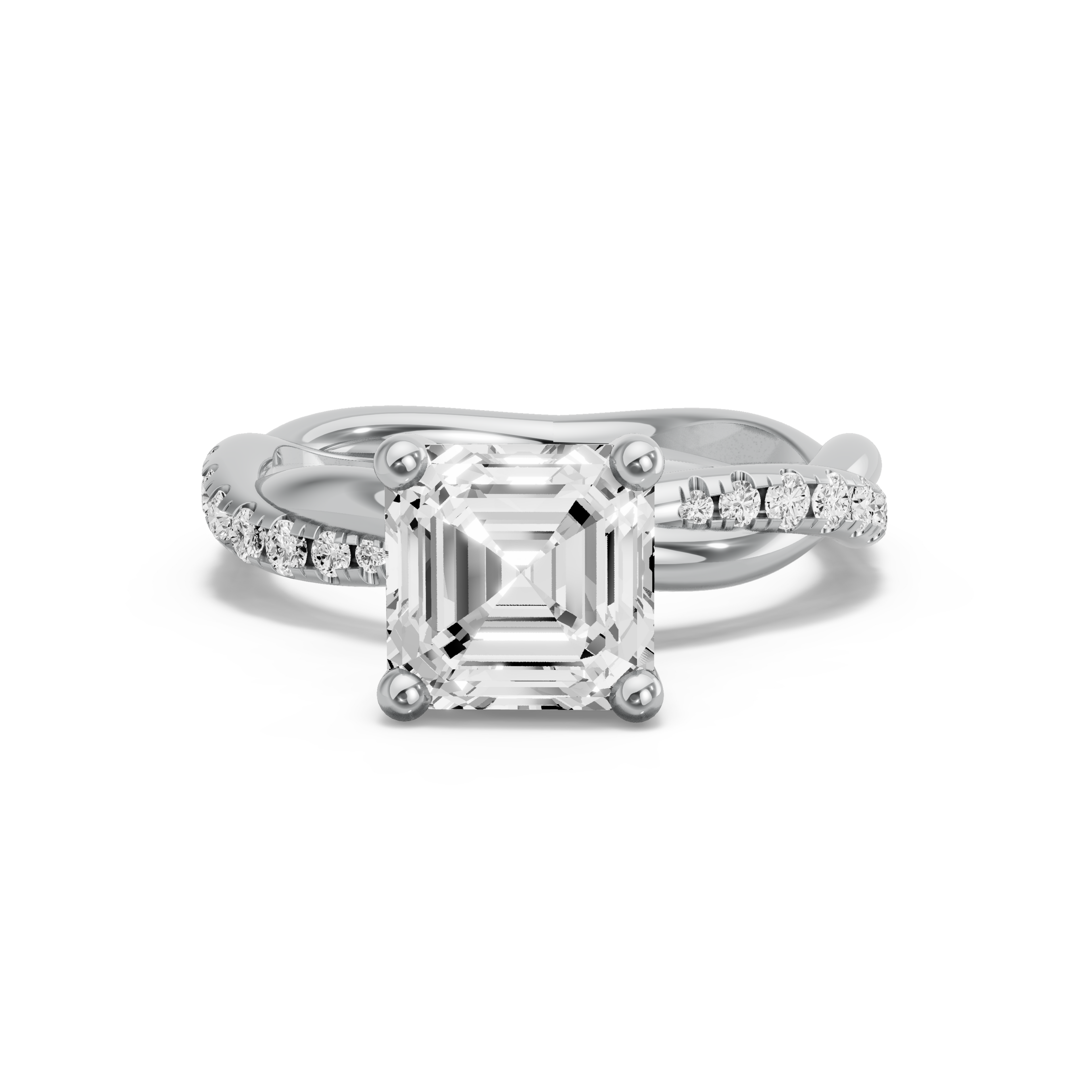 Image for Asscher Surprise diamond Ring with Rope Pave band in 14K Two Tone Rose Gold