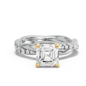 Image for Asscher Surprise diamond Ring with Rope Pave band