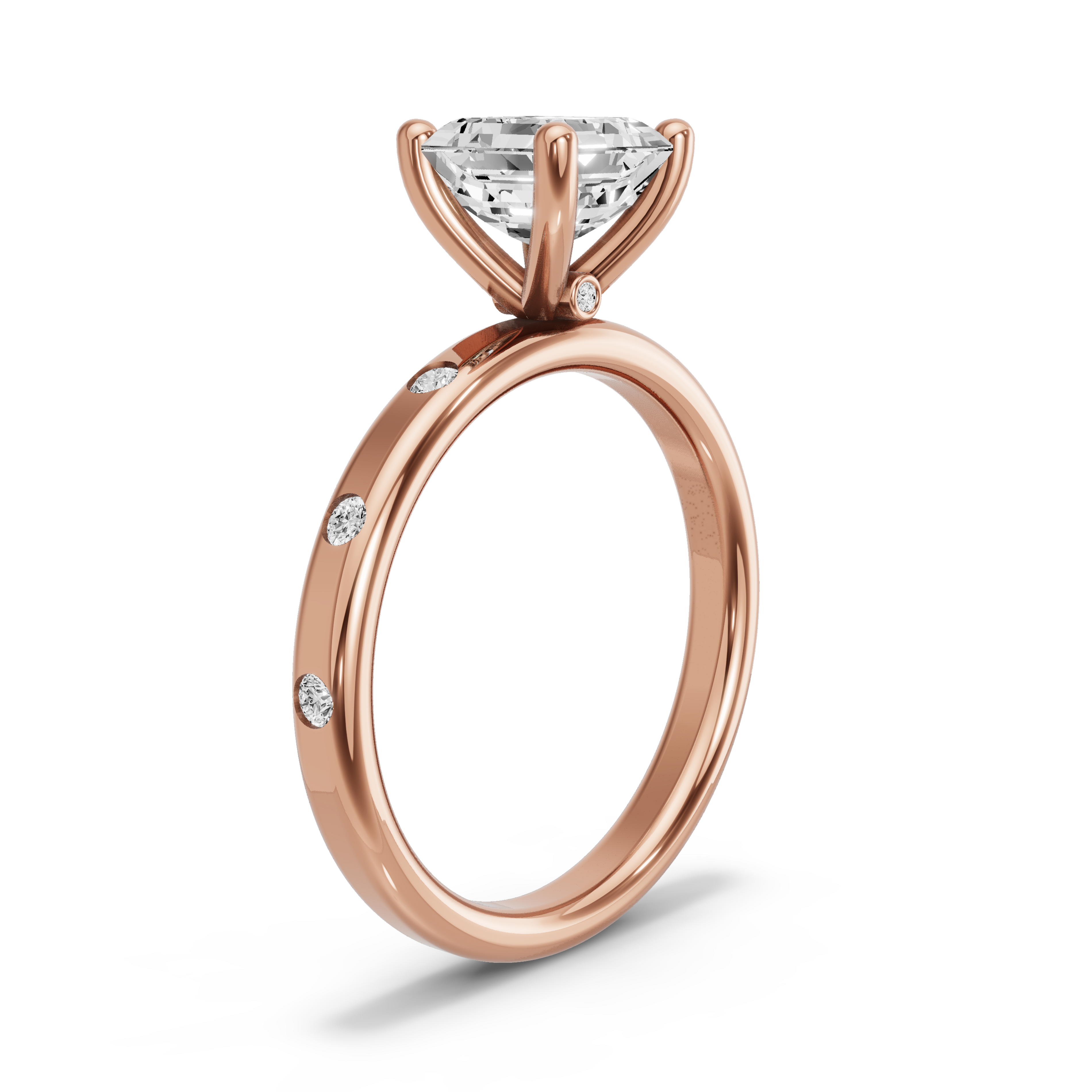 Image for Asscher Surprise diamond Ring with Sleek Accent band in 14K Yellow Gold