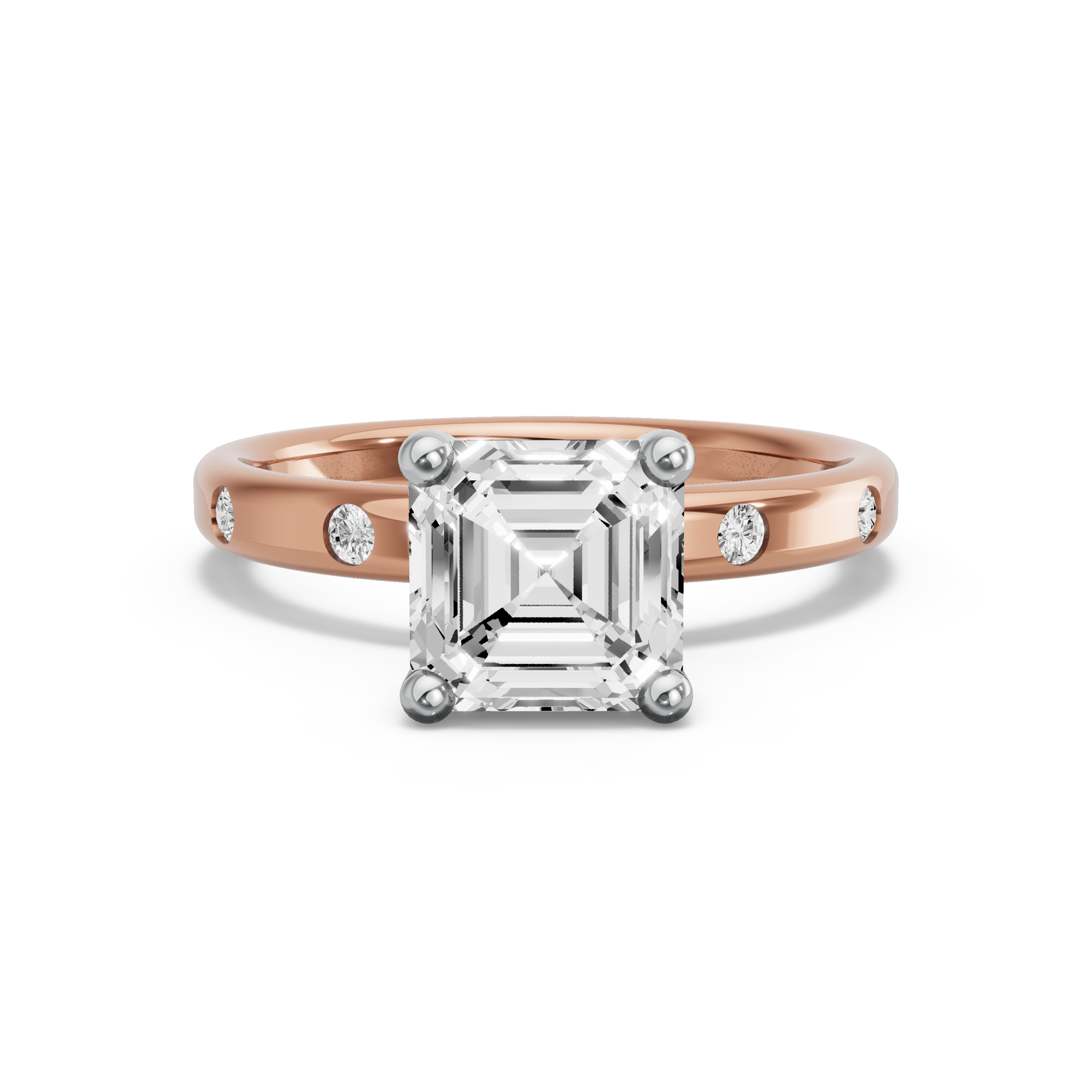 Image for Asscher Surprise diamond Ring with Sleek Accent band in 18K Two Tone Yellow Gold