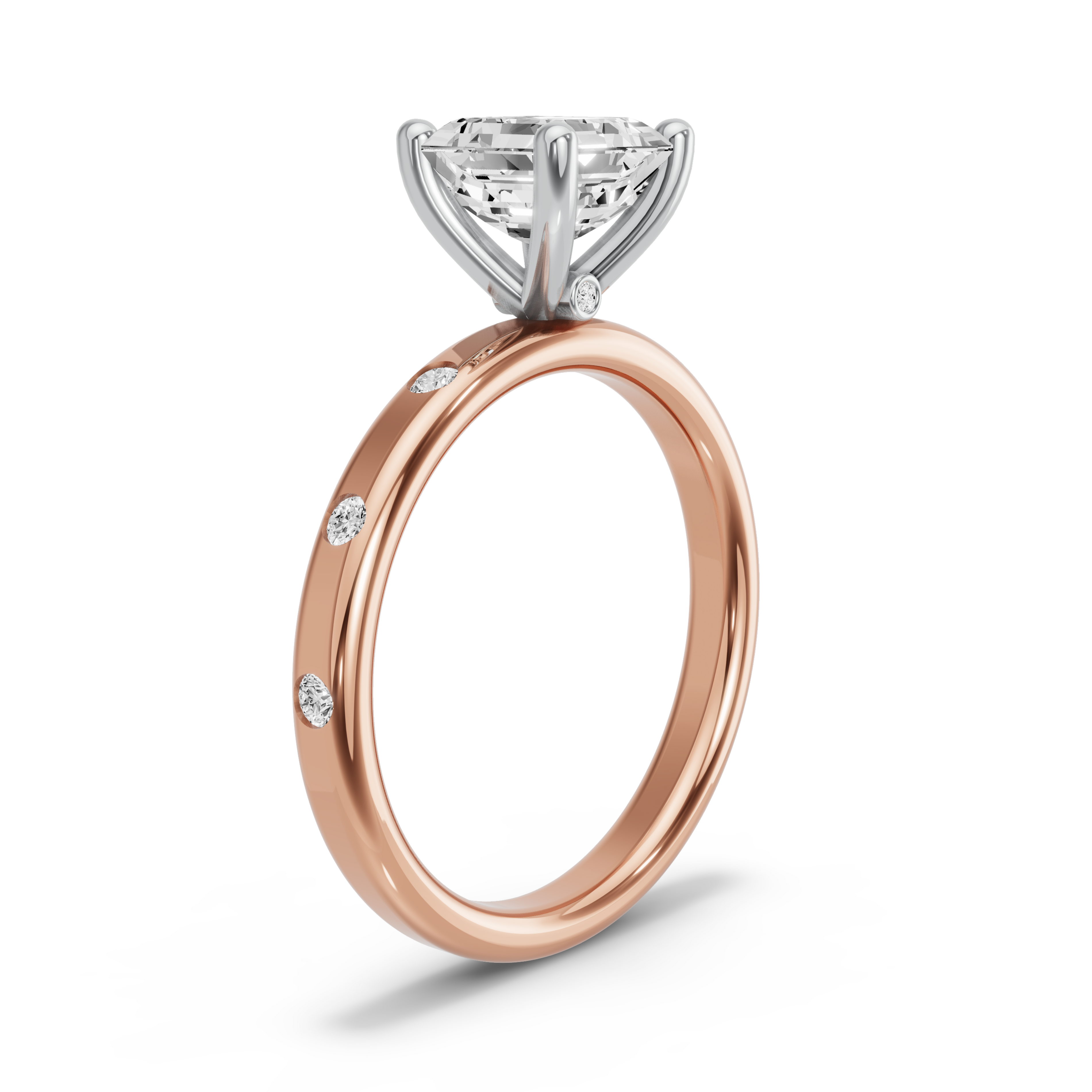 Image for Asscher Surprise diamond Ring with Sleek Accent band in 18K Two Tone Yellow Gold