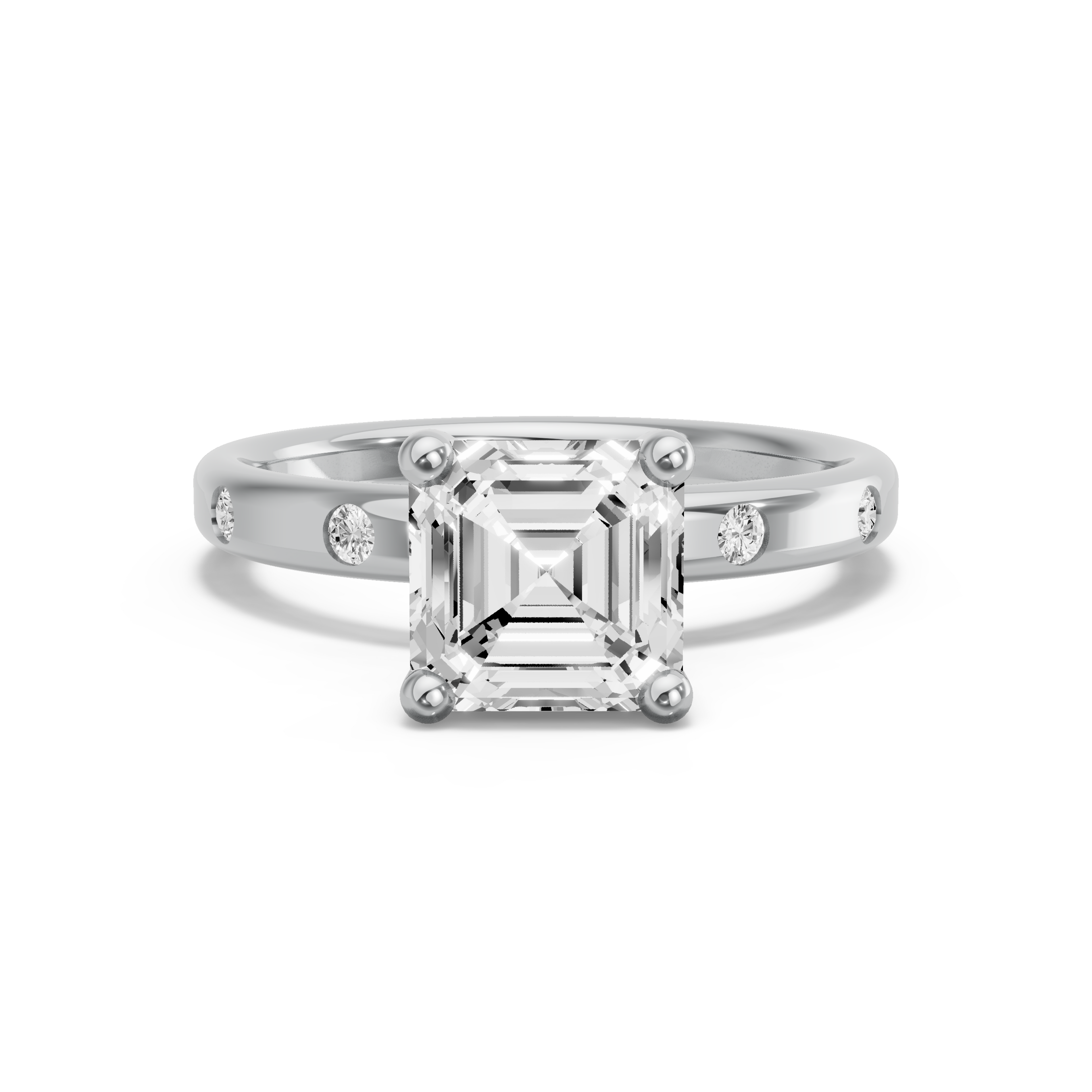 Image for Asscher Surprise diamond Ring with Sleek Accent band in 18K Two Tone Rose Gold