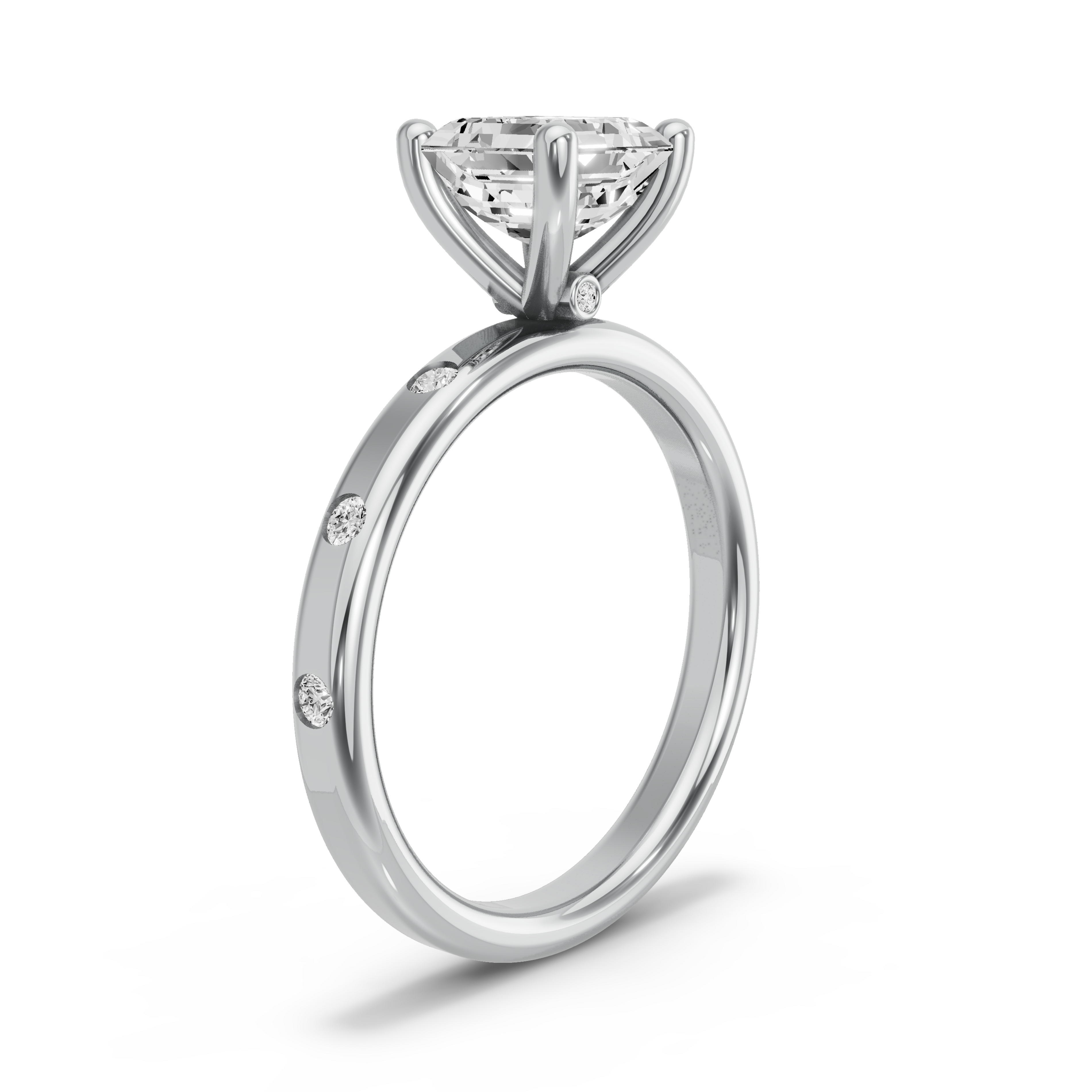 Image for Asscher Surprise diamond Ring with Sleek Accent band in 18K Two Tone Rose Gold