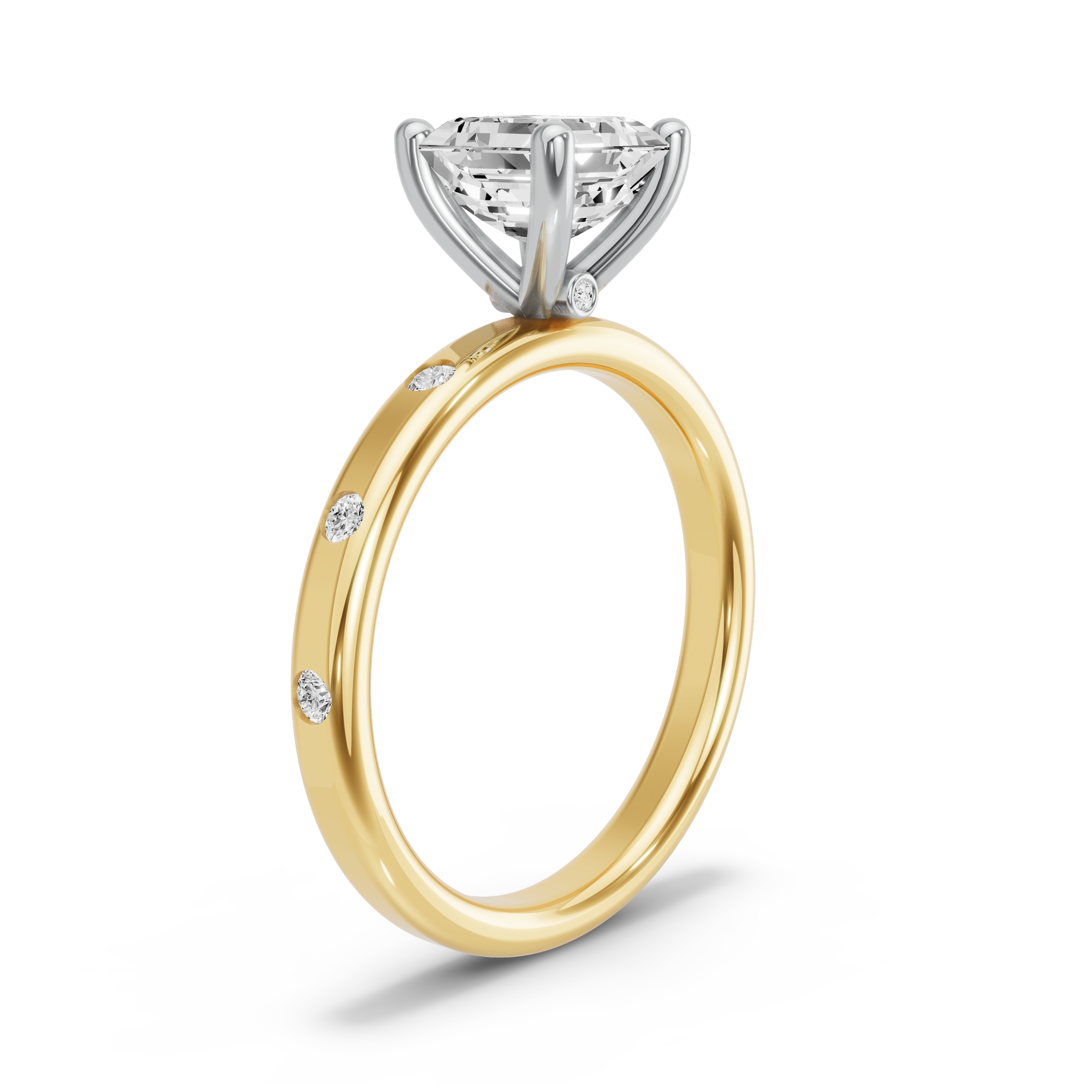 Image for Asscher Surprise diamond Ring with Sleek Accent band in 18K Rose Gold