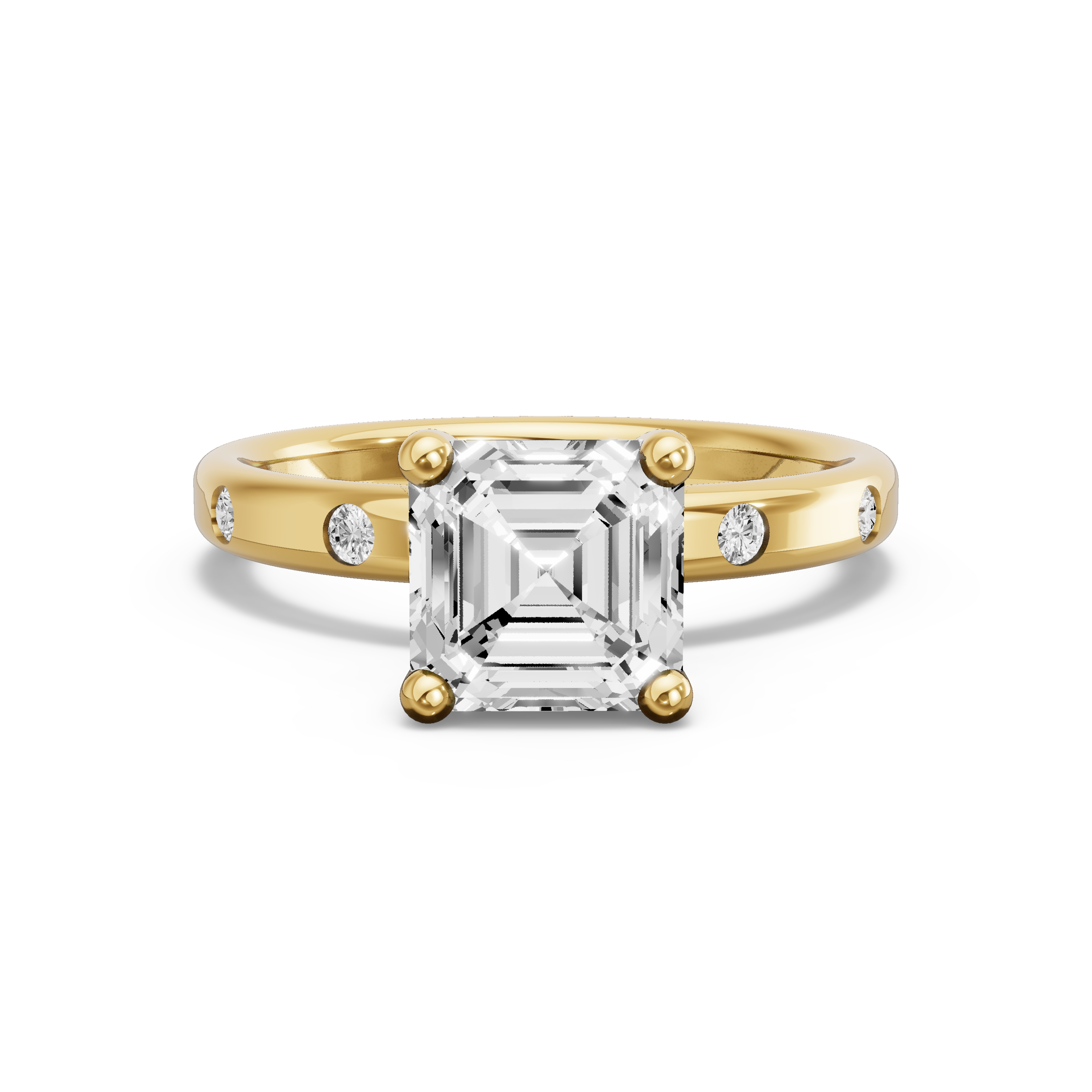 Image for Asscher Surprise diamond Ring with Sleek Accent band in 10K White Gold