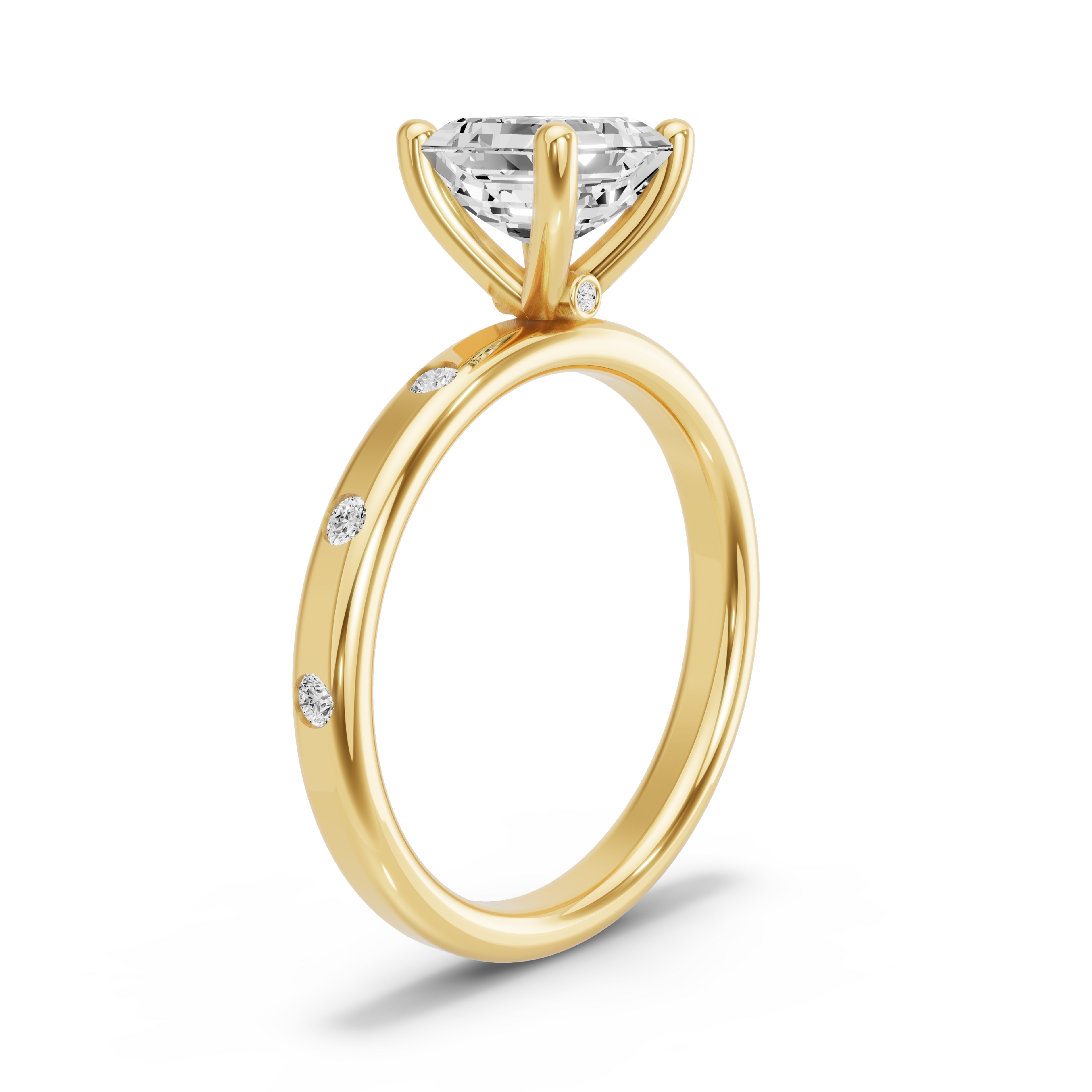 Image for Asscher Surprise diamond Ring with Sleek Accent band in 14K White Gold