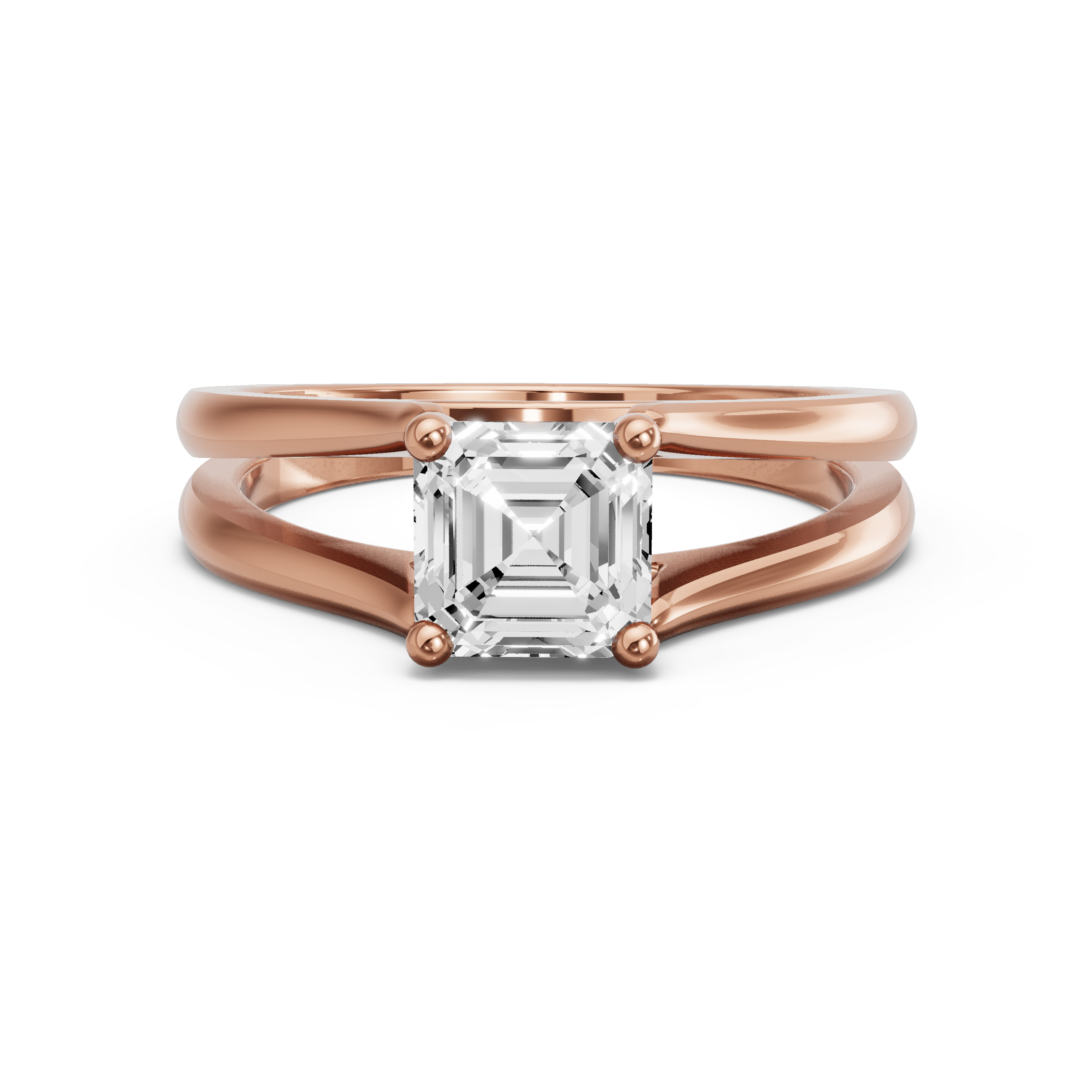 Image for Asscher Surprise diamond Ring with Split Ring Solitaire band in 10K Yellow Gold