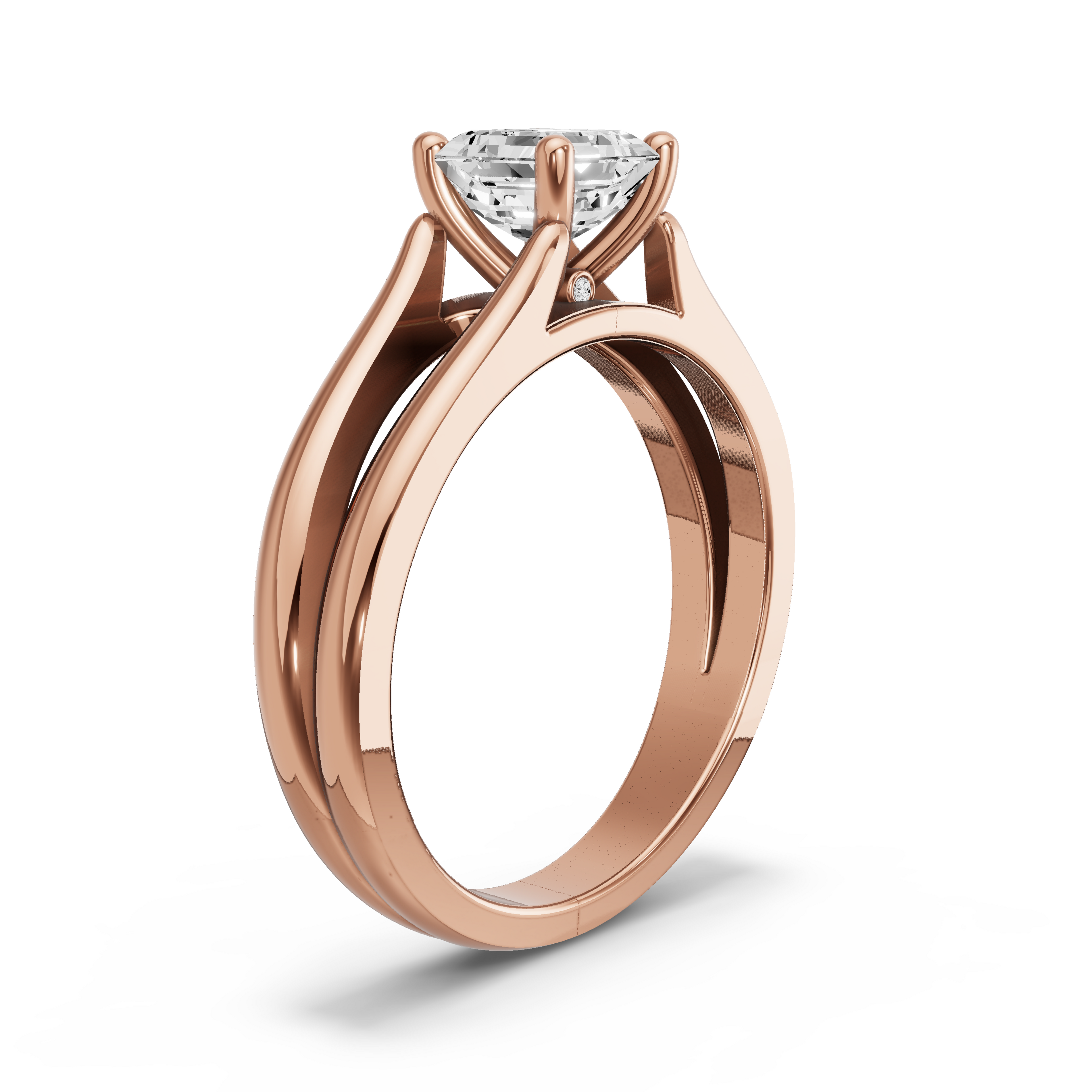 Image for Asscher Surprise diamond Ring with Split Ring Solitaire band in 14K Yellow Gold