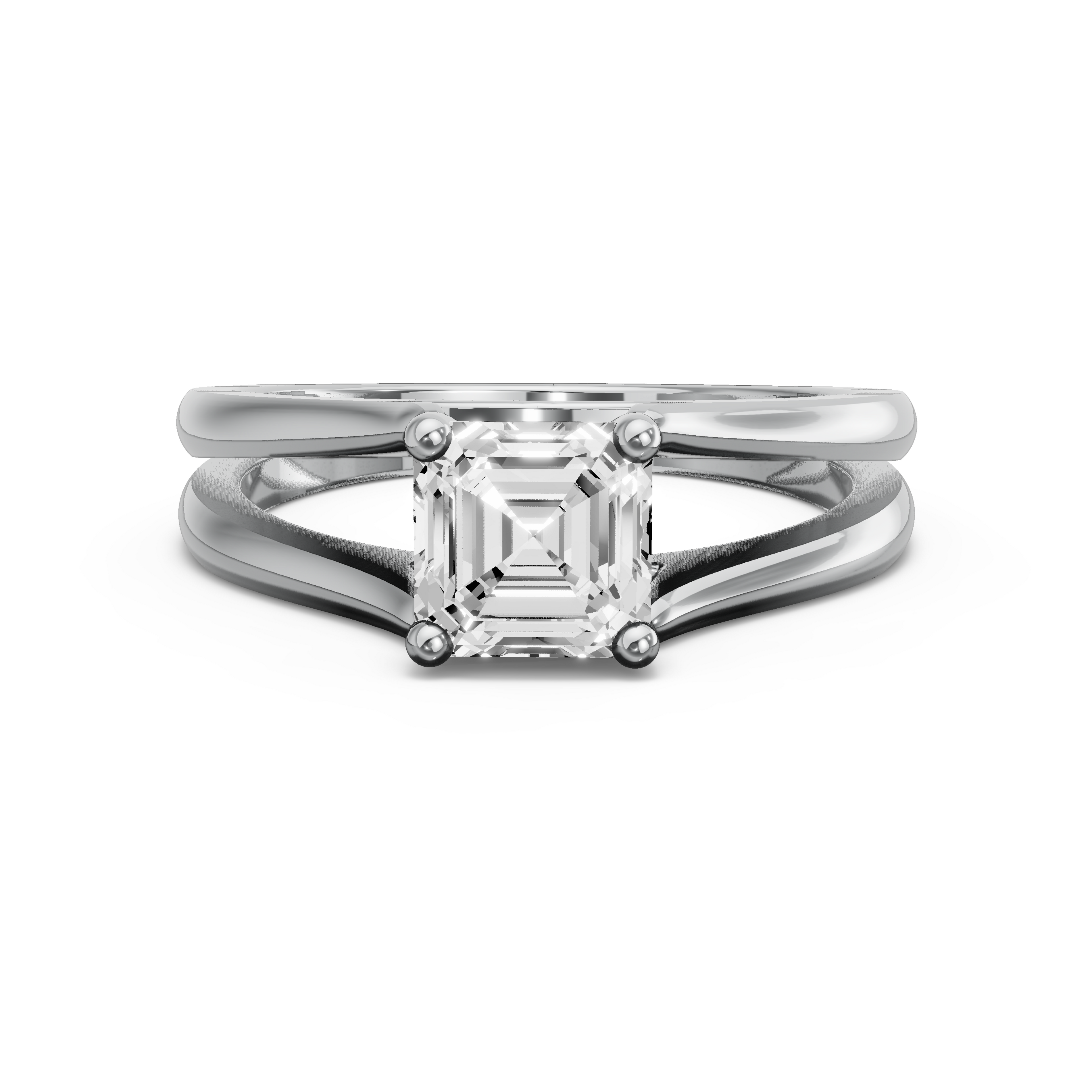 Image for Asscher Surprise diamond Ring with Solitaire band in 950 Platinum
